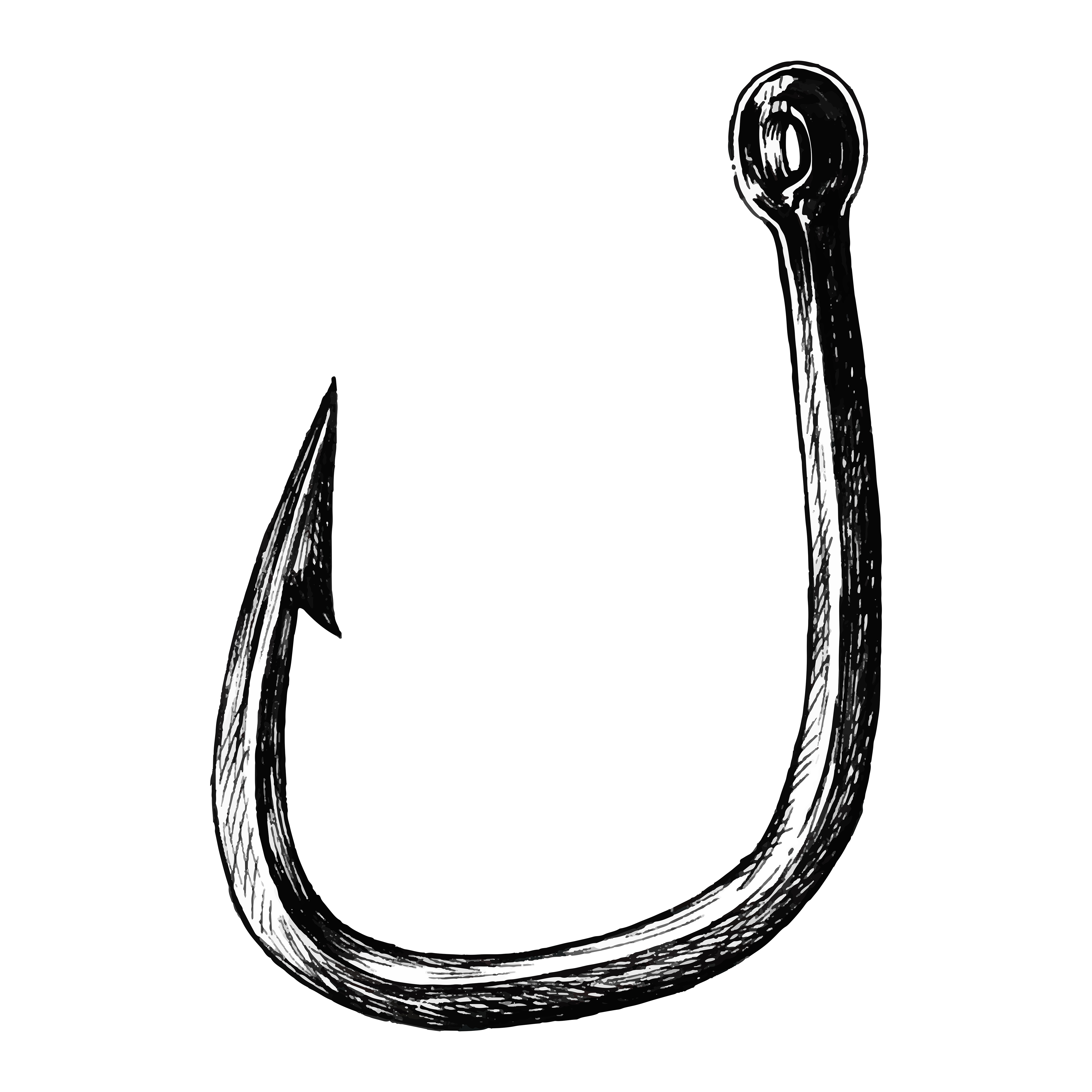 Download Hand drawn fish hook isolated - Download Free Vectors, Clipart Graphics & Vector Art