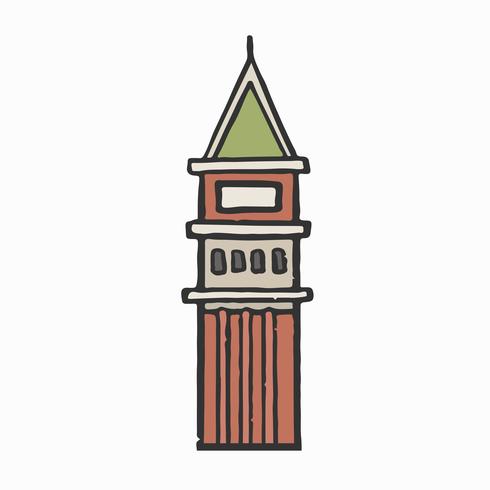 Ilustración gráfica del Campanile de San Marcos vector