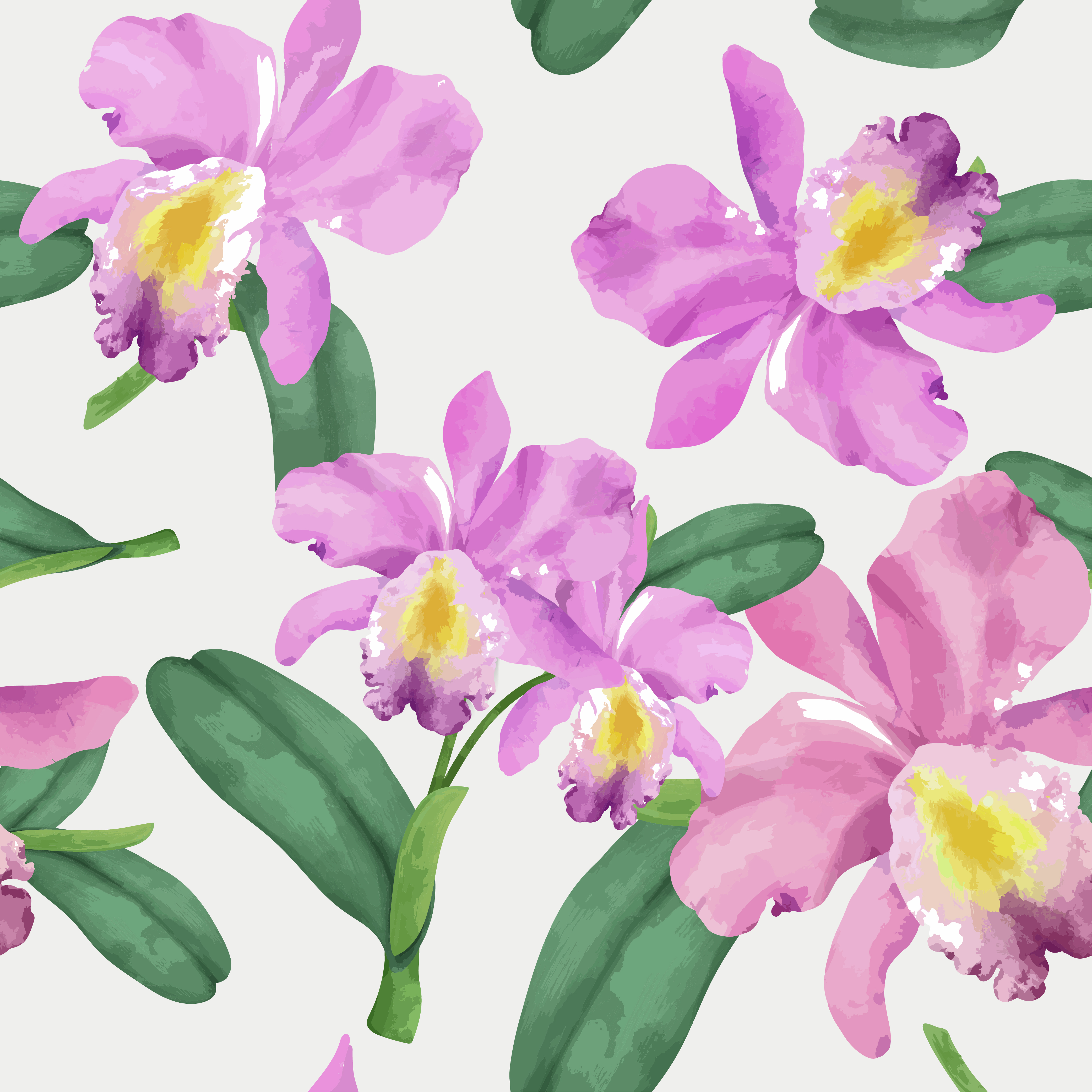 Download Hand drawn orchid flower pattern - Download Free Vectors ...
