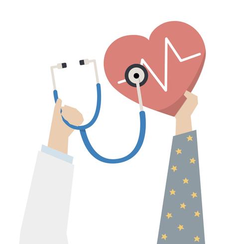 Illustration of doctor checking patient39s heart vector