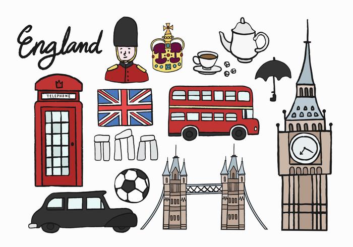 British cultural icons set illustration - Download Free Vectors