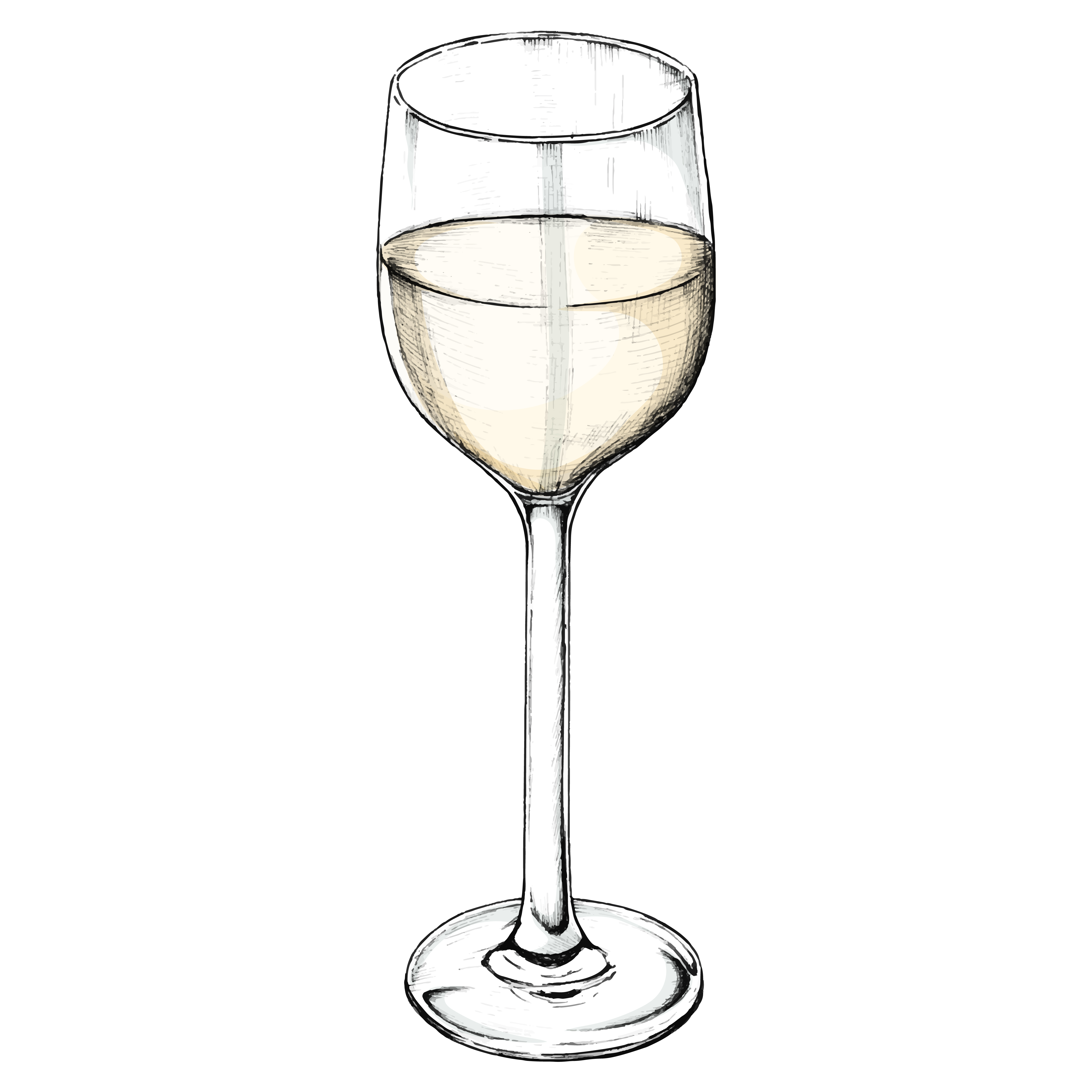 Hand drawn white wine glass Download Free Vectors, Clipart Graphics