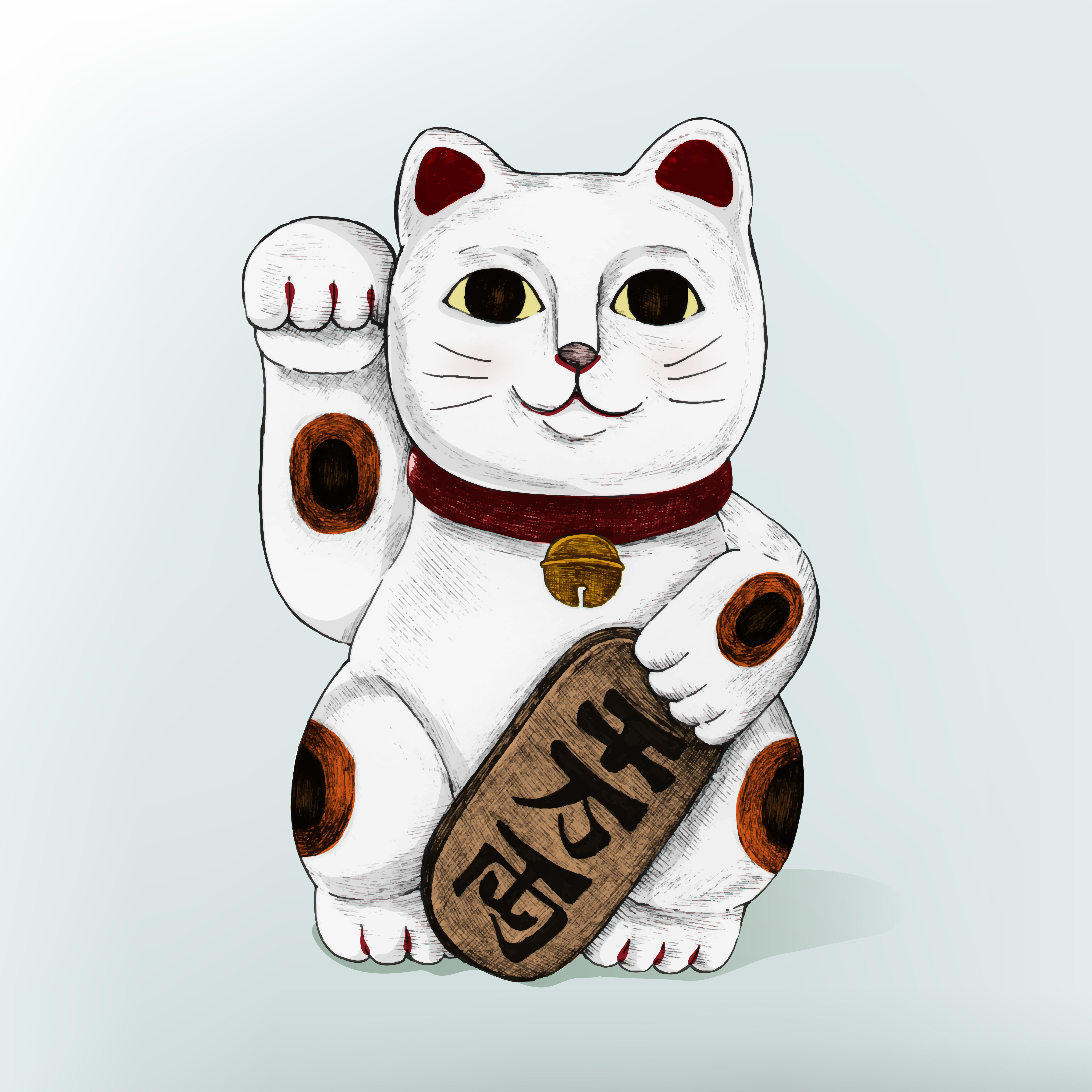 Illustration du chat porte-bonheur japonais - Telecharger Vectoriel