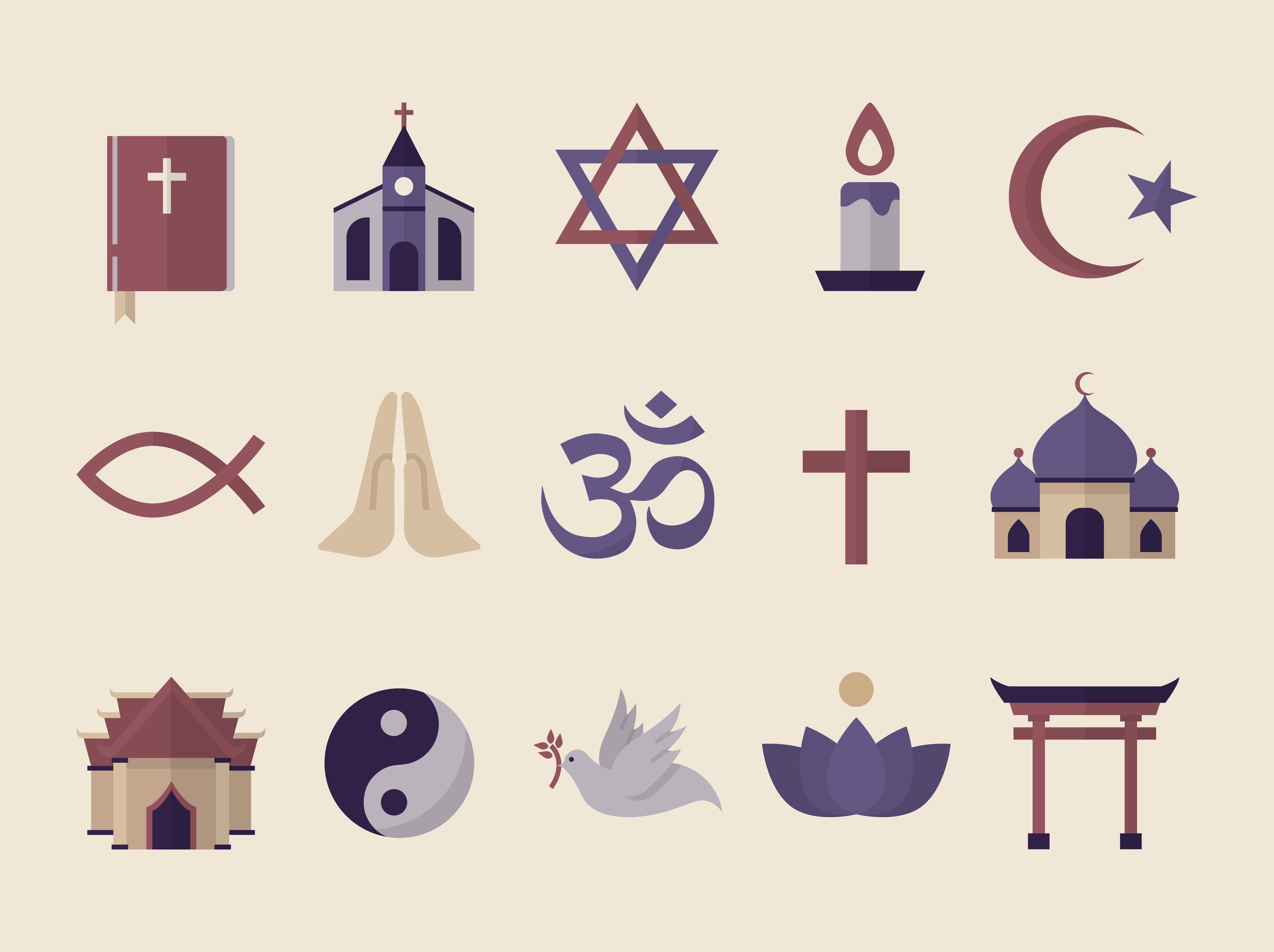 COllection Of Illustrated Religious Symbols Download Free Vectors COllection Of Illustrated Religious Symbols Download Free Vectors