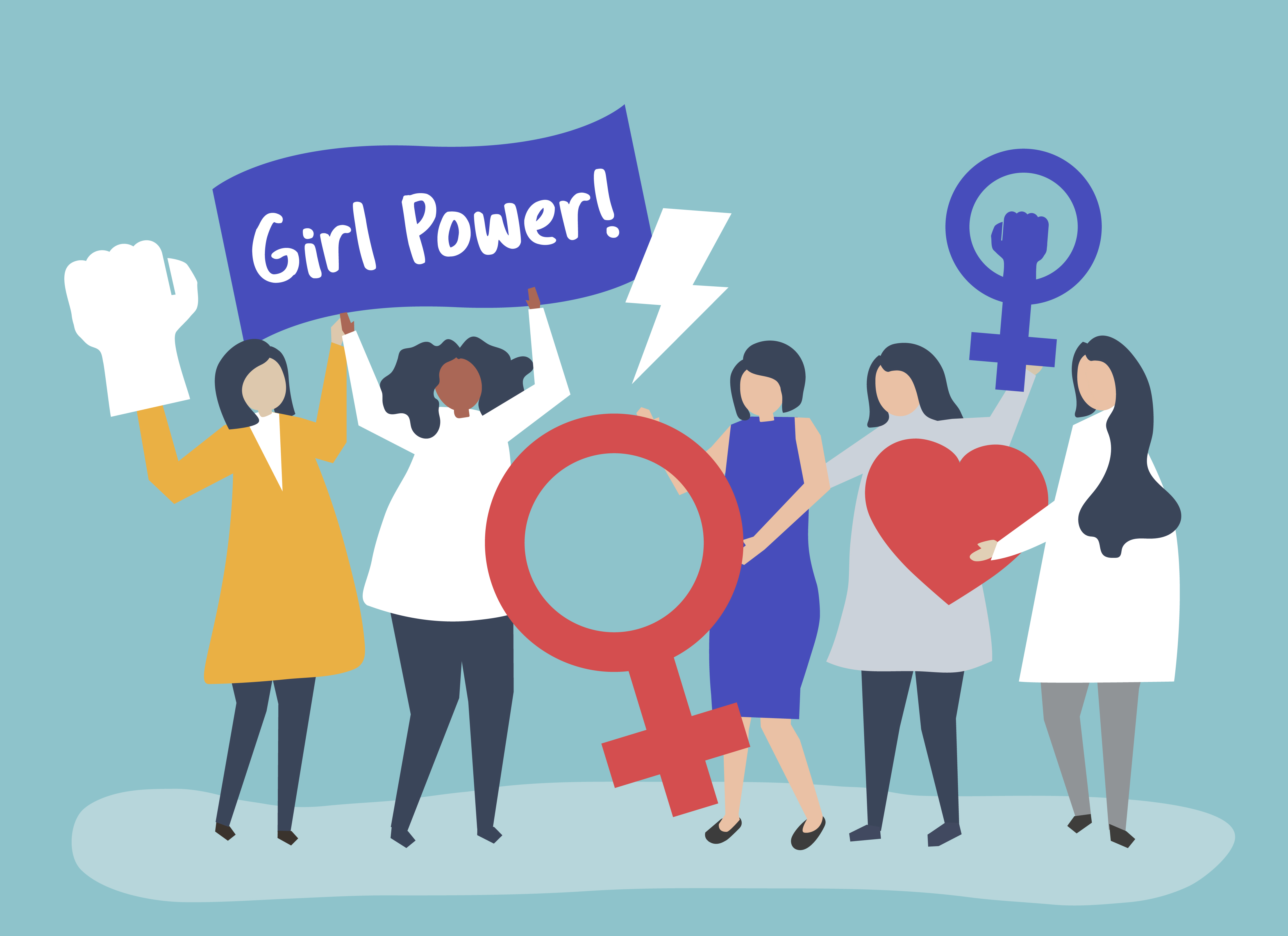 Feministas apoyando la igualdad de género con una manifestación