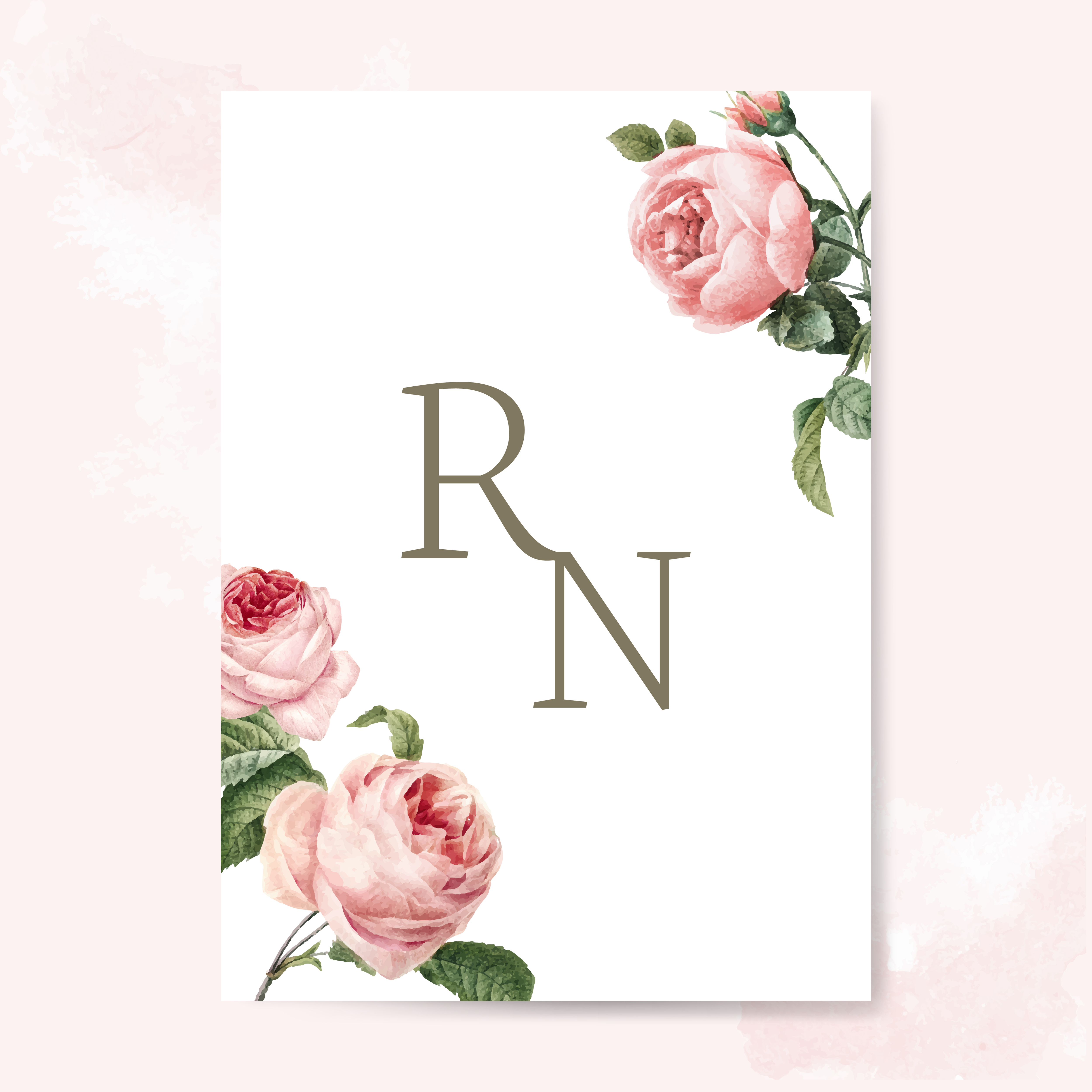 wedding invitation card decorated with roses vector