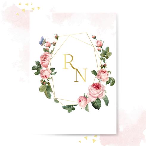 Wedding invitation card decorated with roses vector