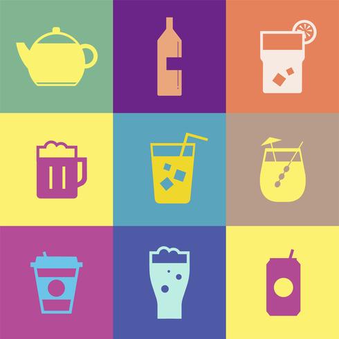 Refreshing drinks icons collection illustration