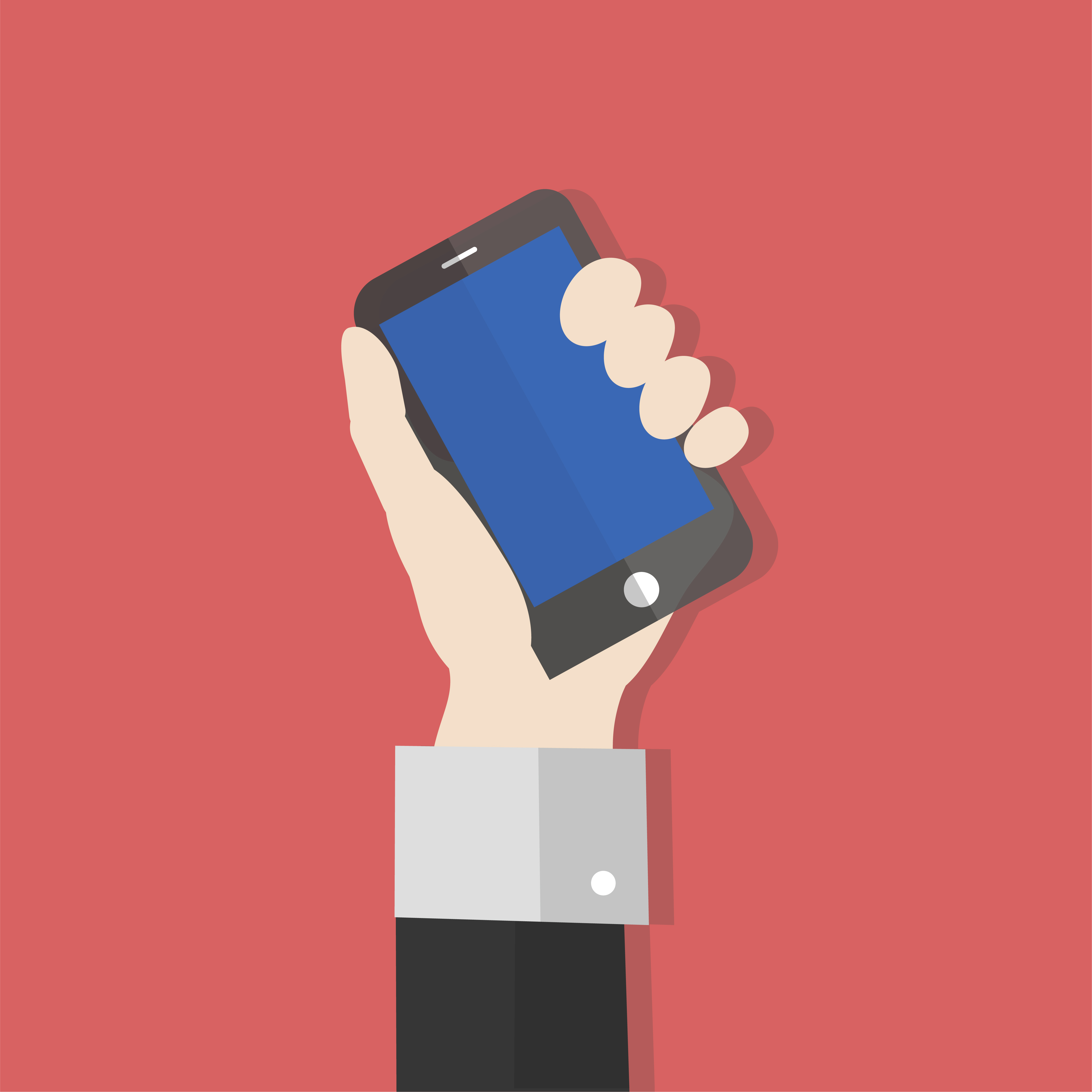 Illustration of a hand holding a mobile phone - Download Free Vectors