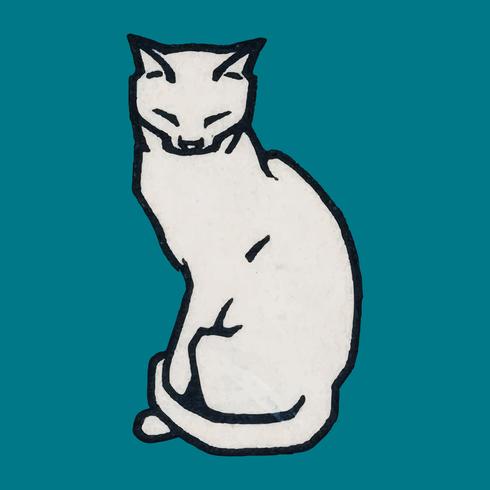 Sitting cat 1916 by Julie de Graag 1877-1924. Original from the Rijks Museum. Digitally enhanced by rawpixel. vector