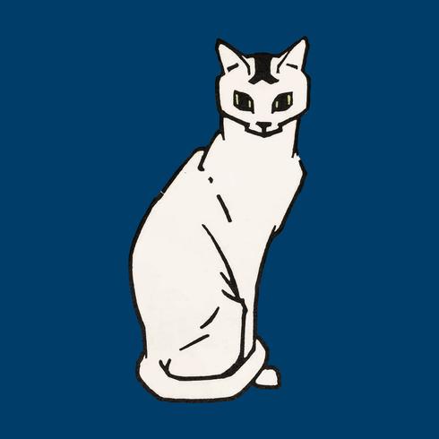 Gato sentado (1916) de Julie de Graag (1877-1924). Original del Museo Rijks. Mejorado digitalmente por rawpixel. vector