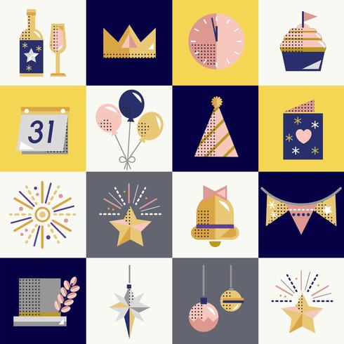 New year icons set vector - Download Free Vectors, Clipart Graphics