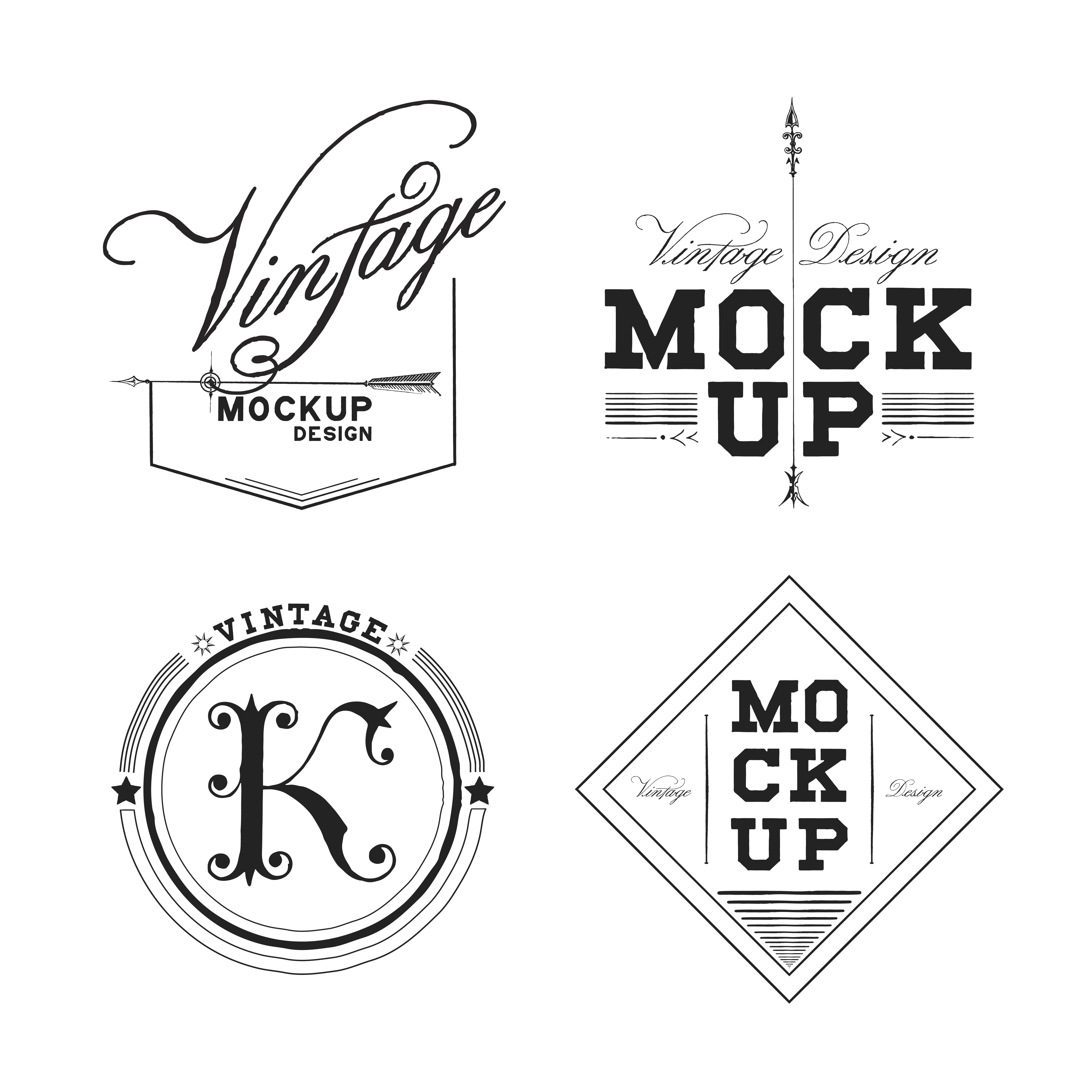 Download Set of vintage mockup logo design vector - Download Free Vectors, Clipart Graphics & Vector Art