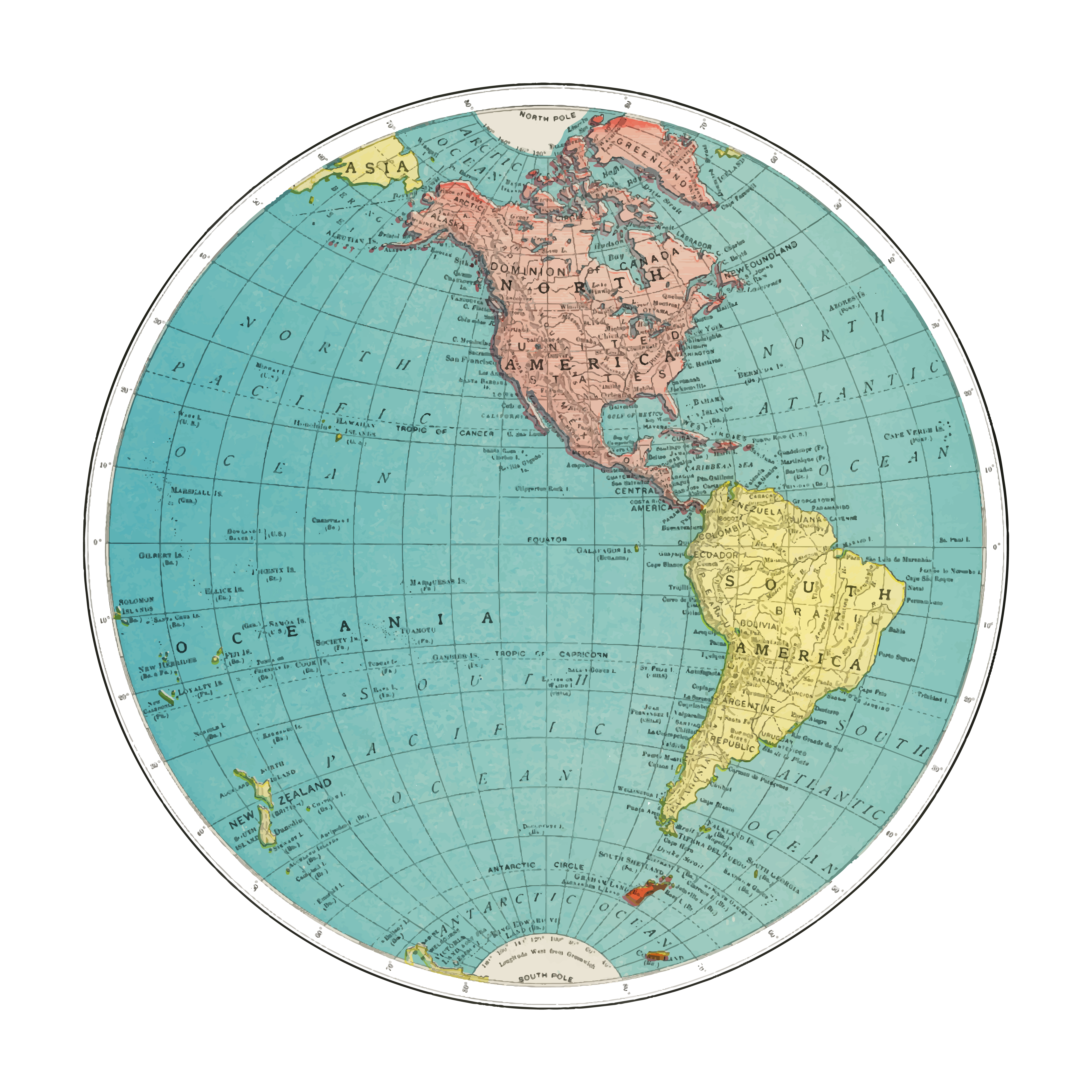 Western Hemisphere, World Atlas by Rand, McNally and Co. (1908