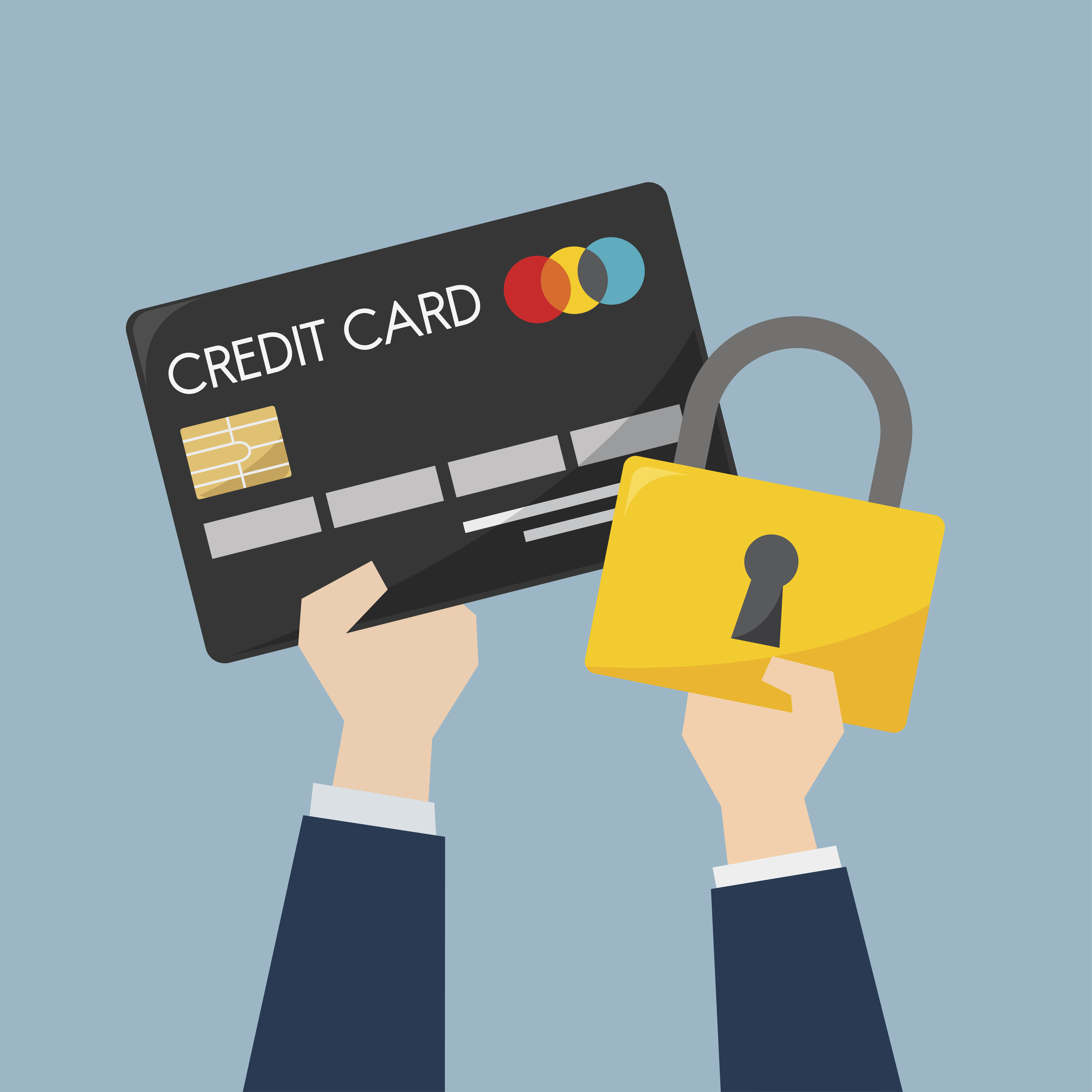 Businessman with credit card and protection Download Free Vectors