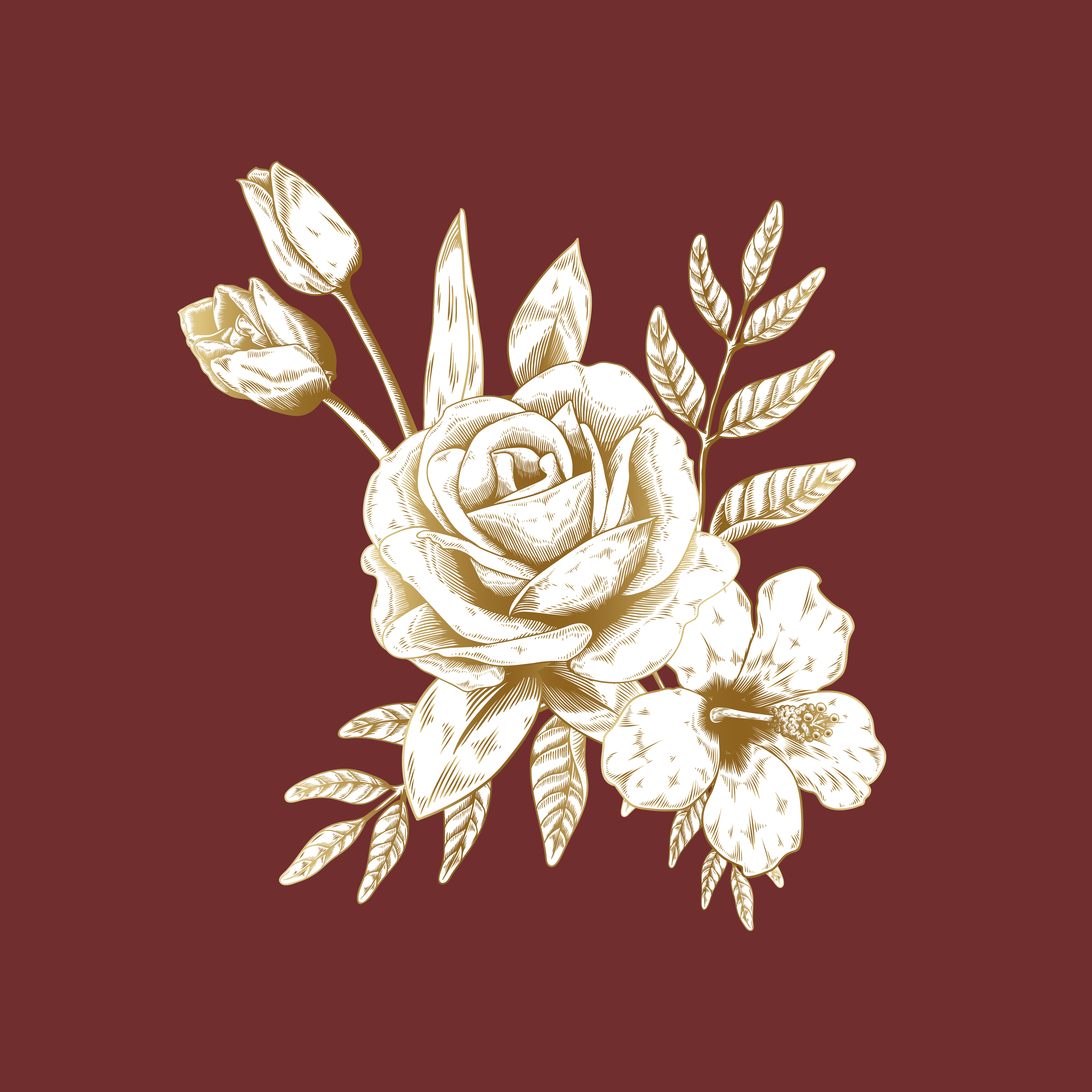Vintage rose bouquet drawing - Download Free Vectors, Clipart Graphics