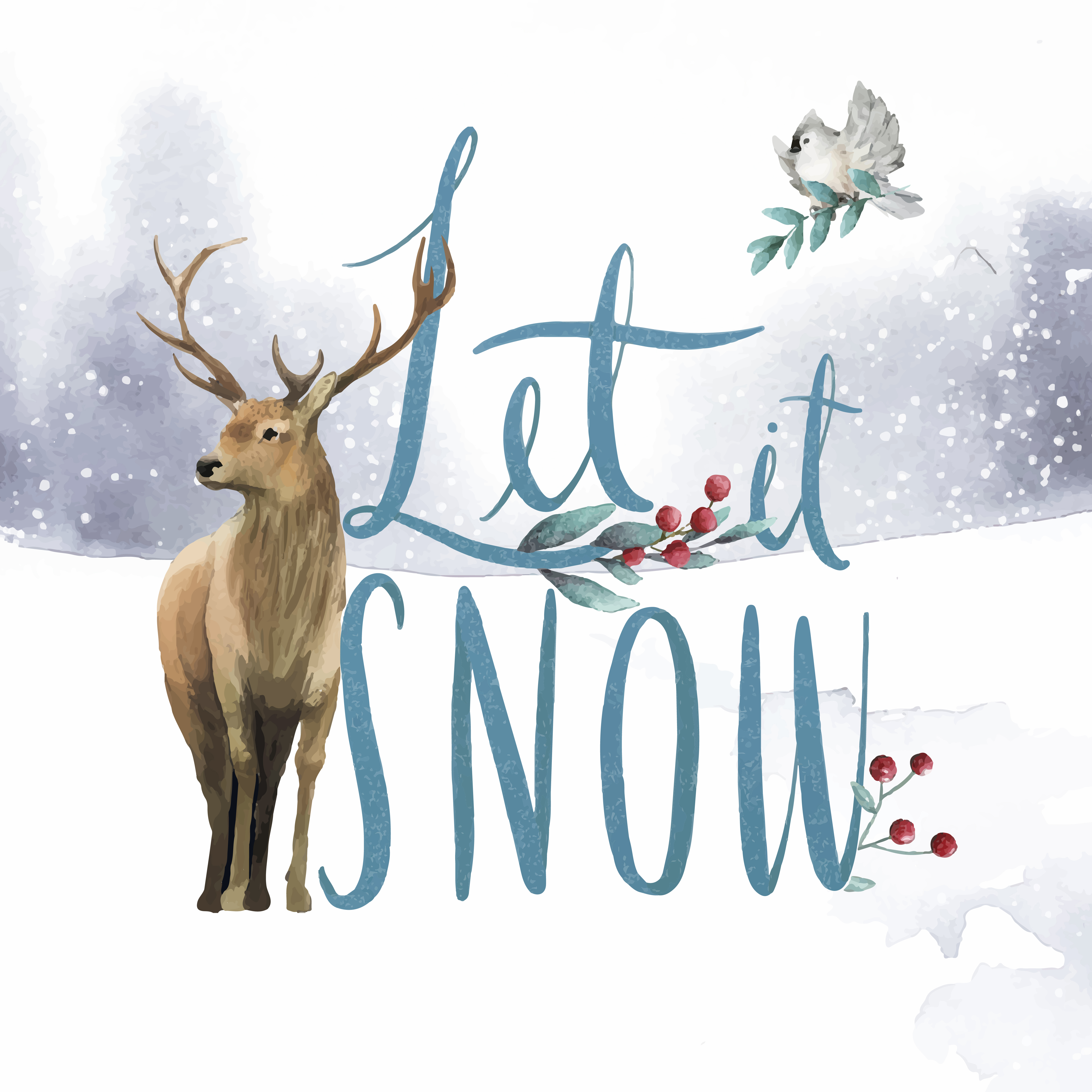Let it snow watercolor typography vector - Download Free Vectors