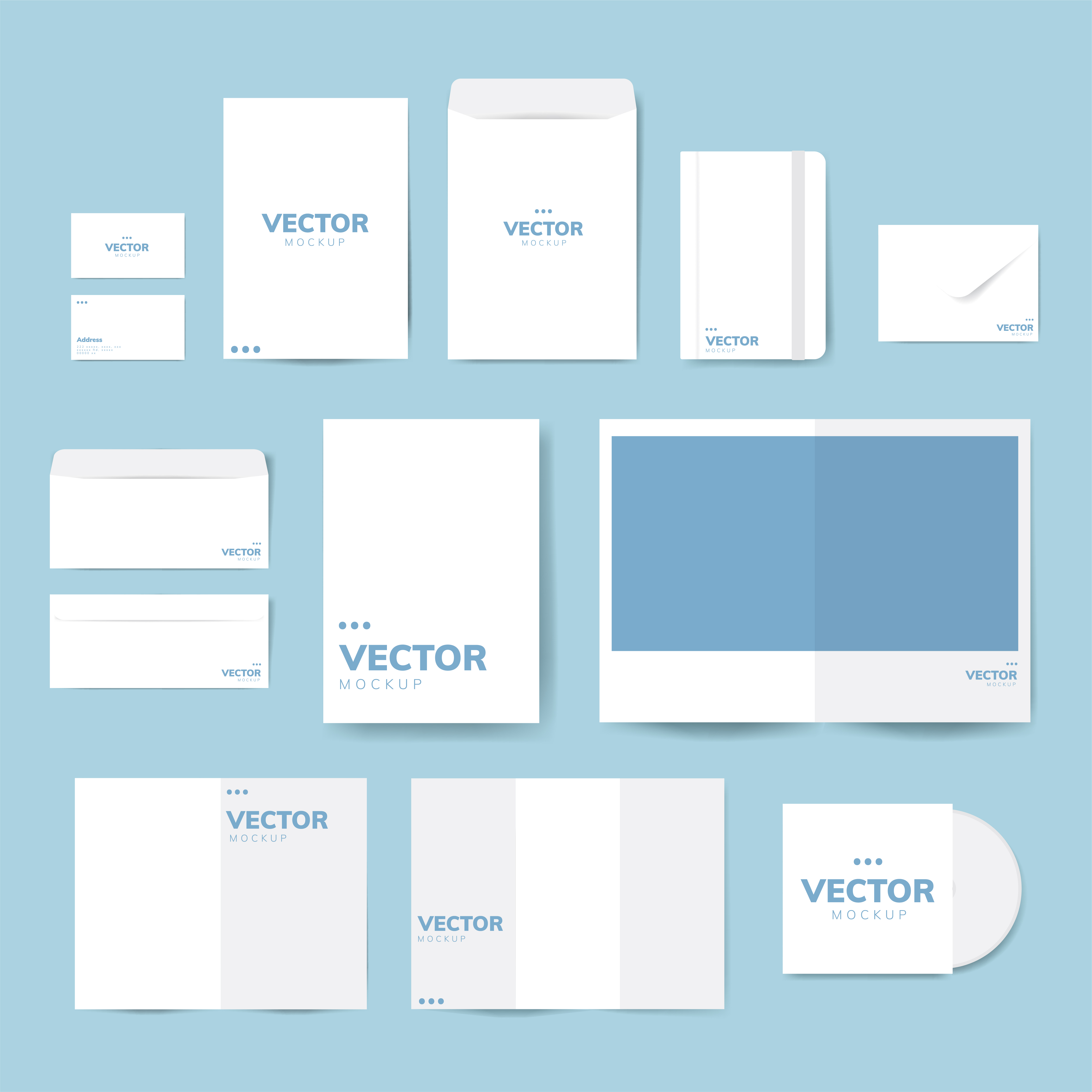 Set of printing material designs mockup vector Download Free Vectors