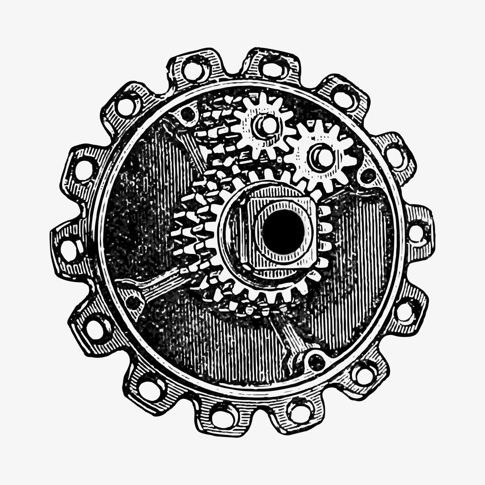 Gear cog in vintage style - Download Free Vectors, Clipart Graphics