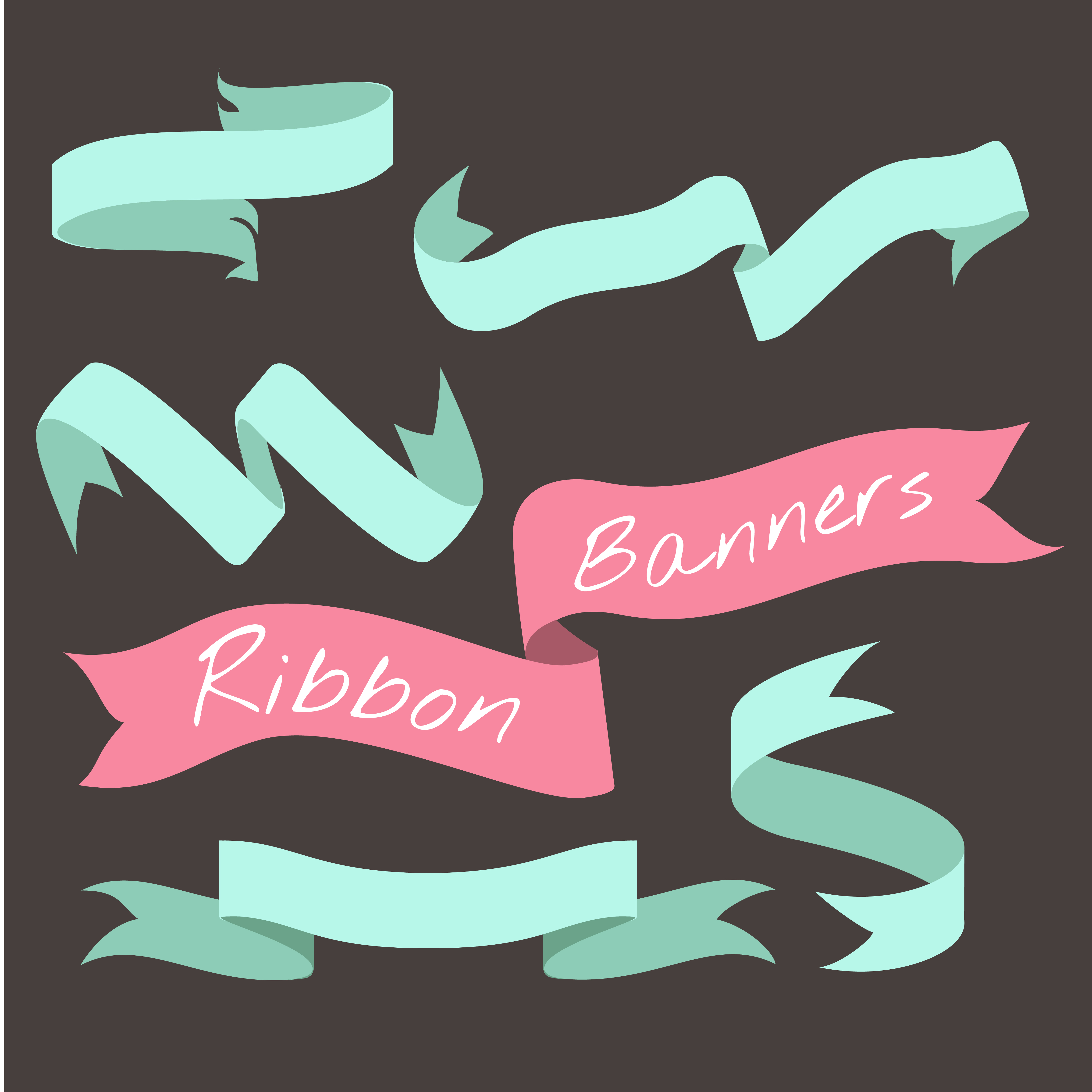 Mint green ribbon banner set collection vector illustration Download
