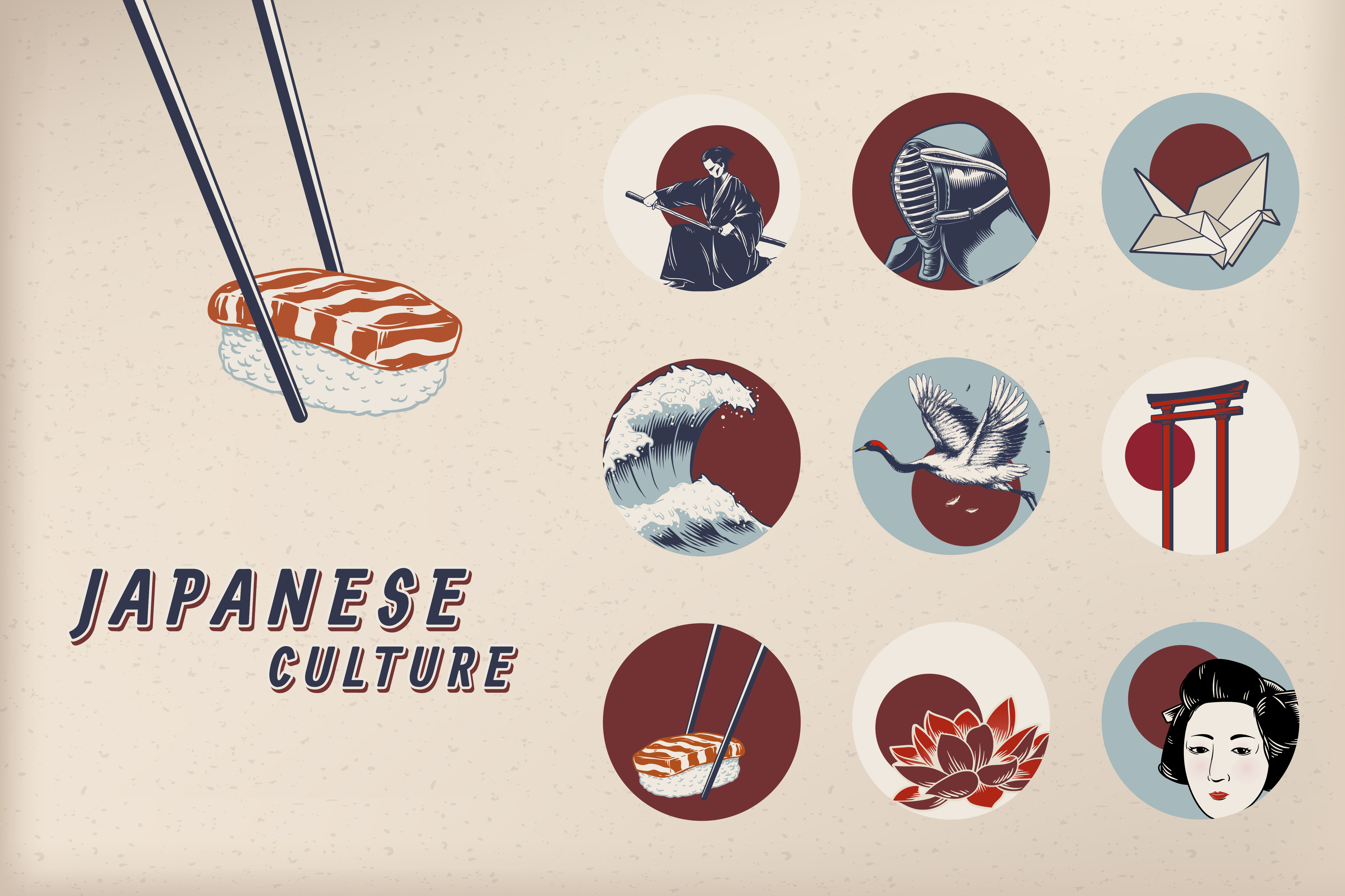 Famous Japanese cultural icons - Download Free Vectors, Clipart 