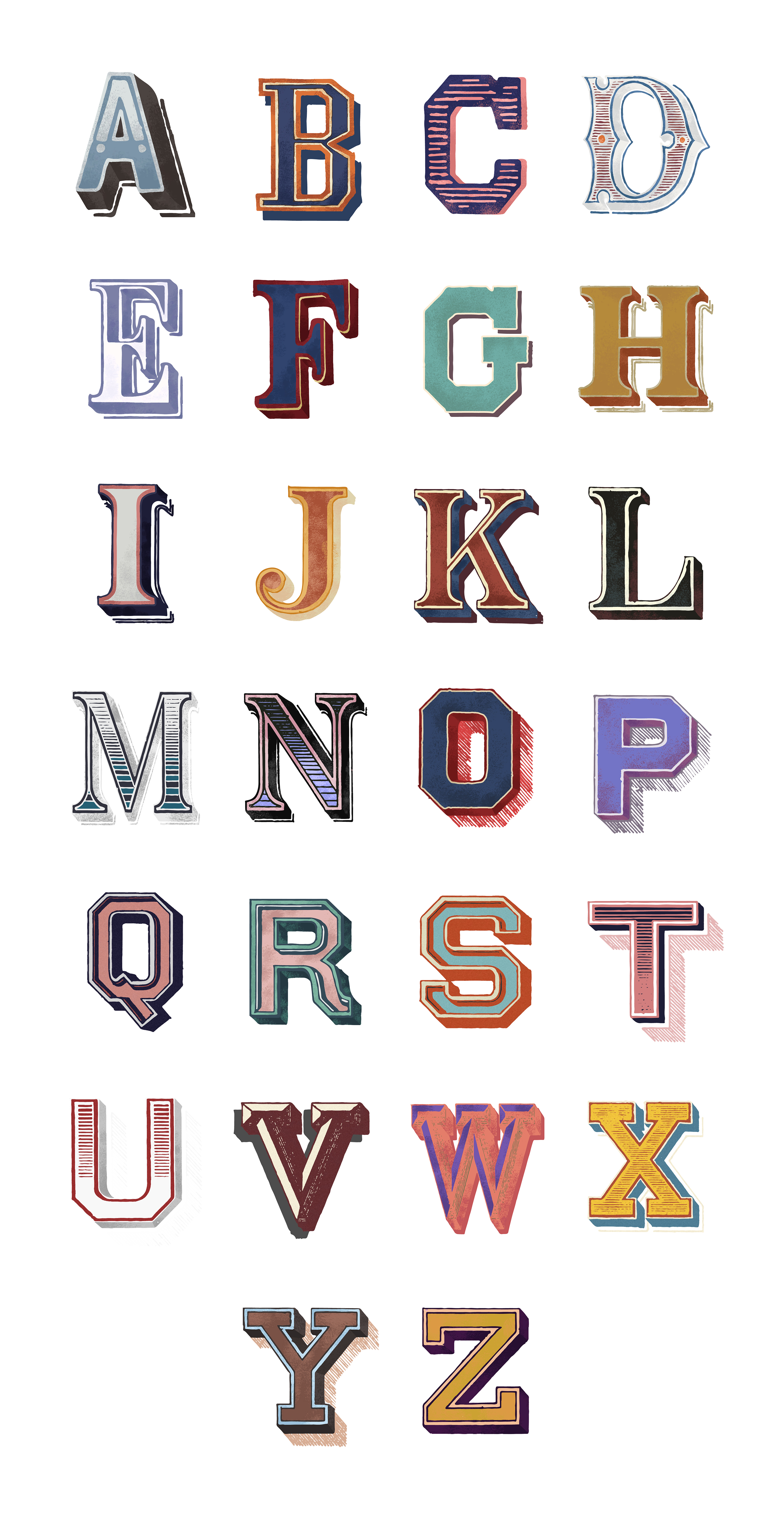 The Alphabet set of capital vintage letters - Download Free Vectors