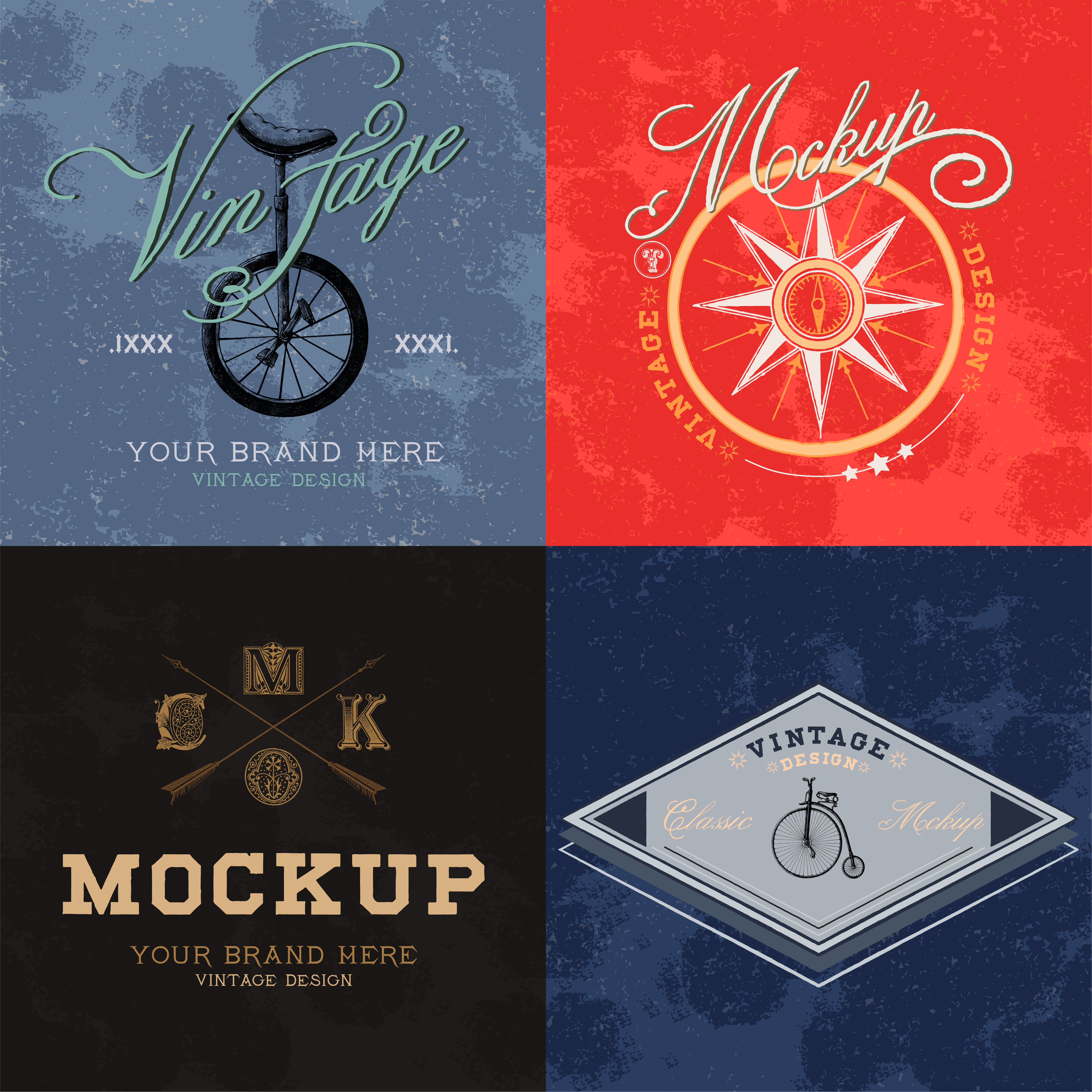 Download Set of vintage mockup logo design vector - Download Free Vectors, Clipart Graphics & Vector Art