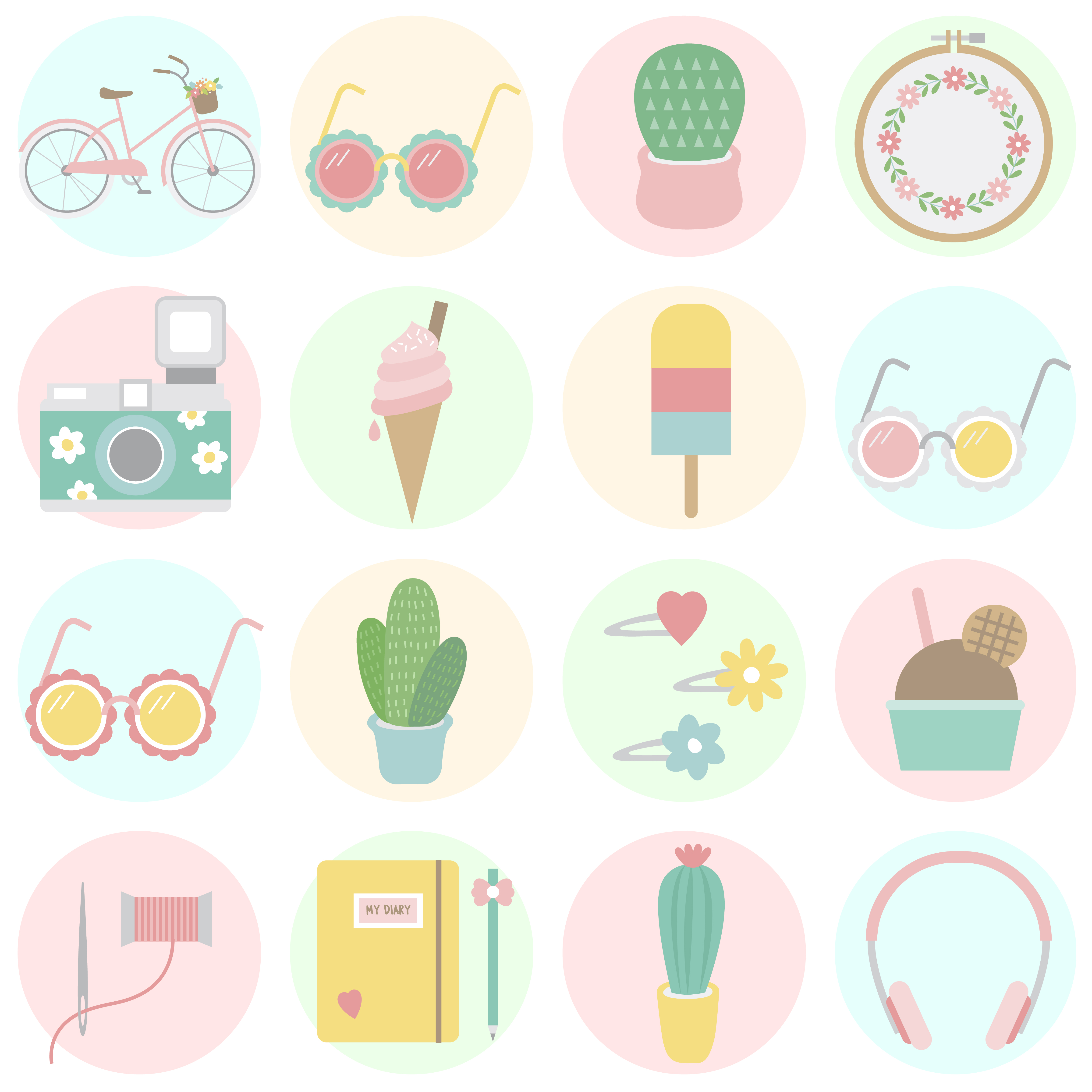 Download Set of fun and girly icons - Download Free Vectors ...