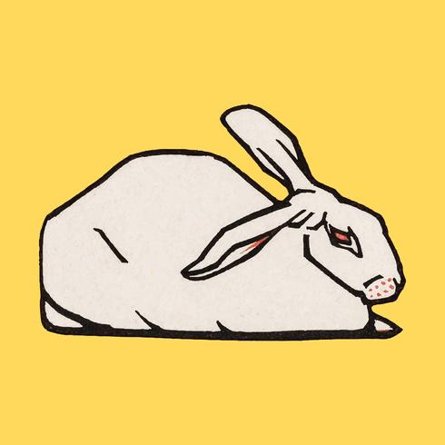 Lying rabbit 1916 by Julie de Graag 1877-1924. Original from the Rijks Museum. Digitally enhanced by rawpixel. vector