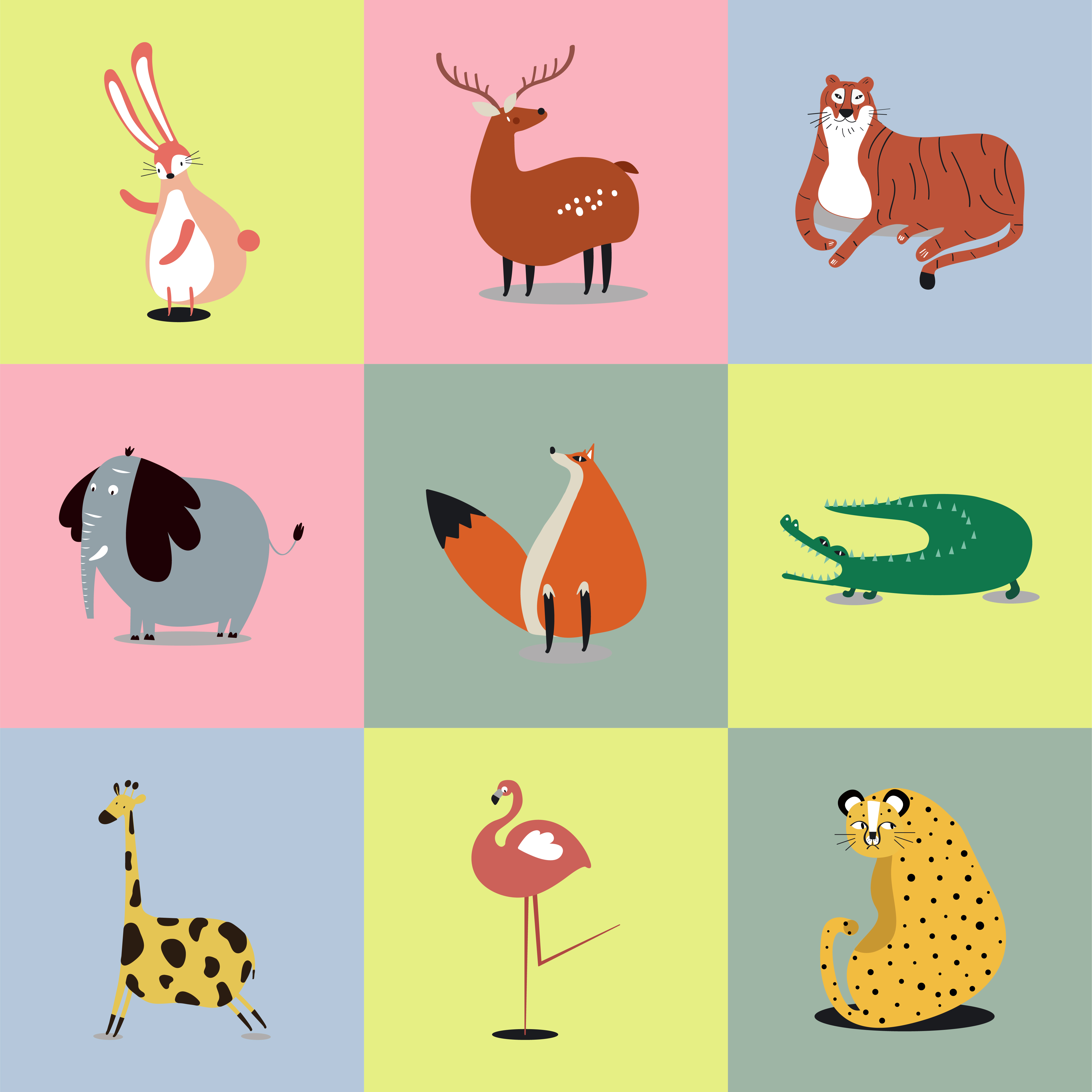 Collection Of Cute Wild Animals Illustrations Download Free Vectors