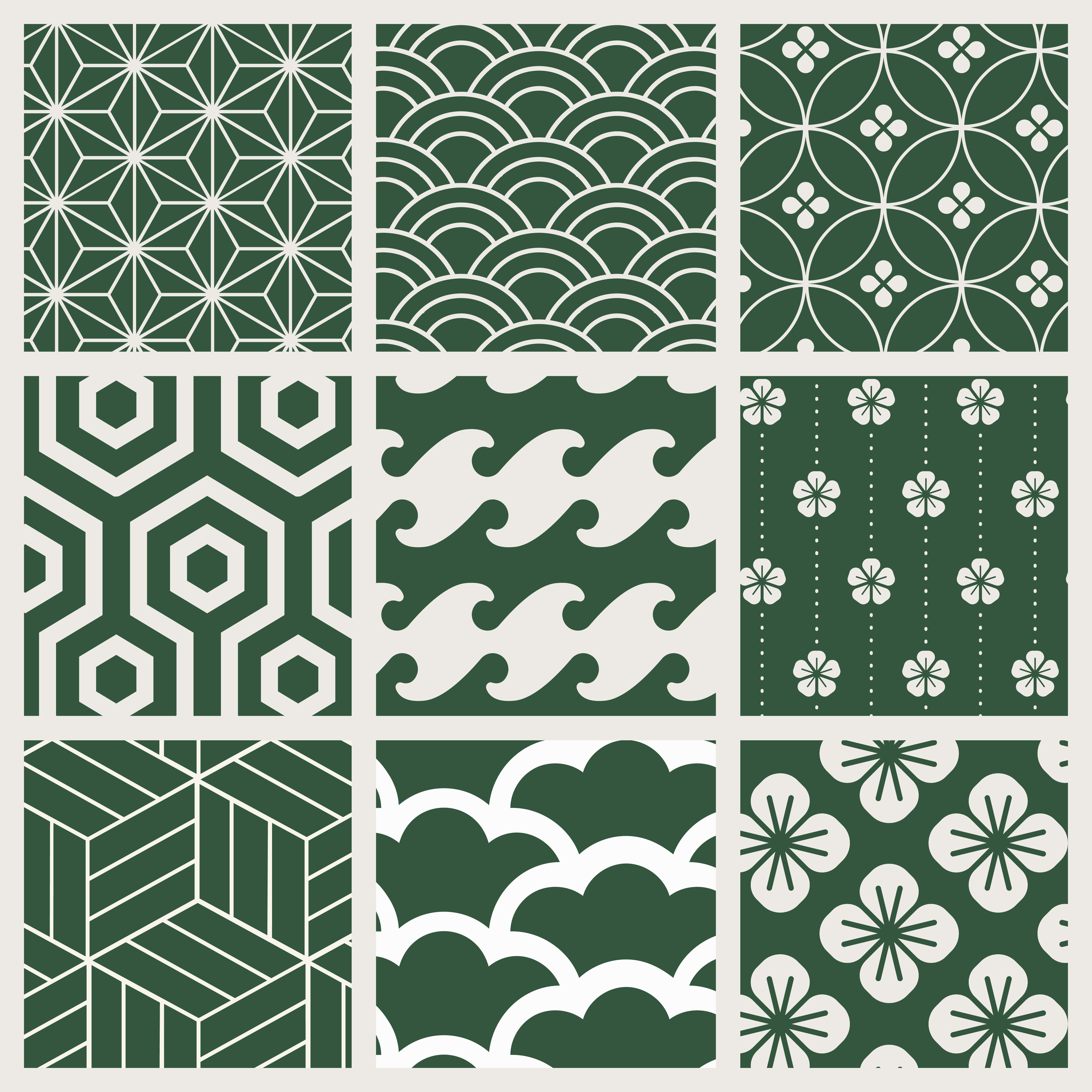 Japanese-inspired pattern vector set - Download Free Vectors, Clipart