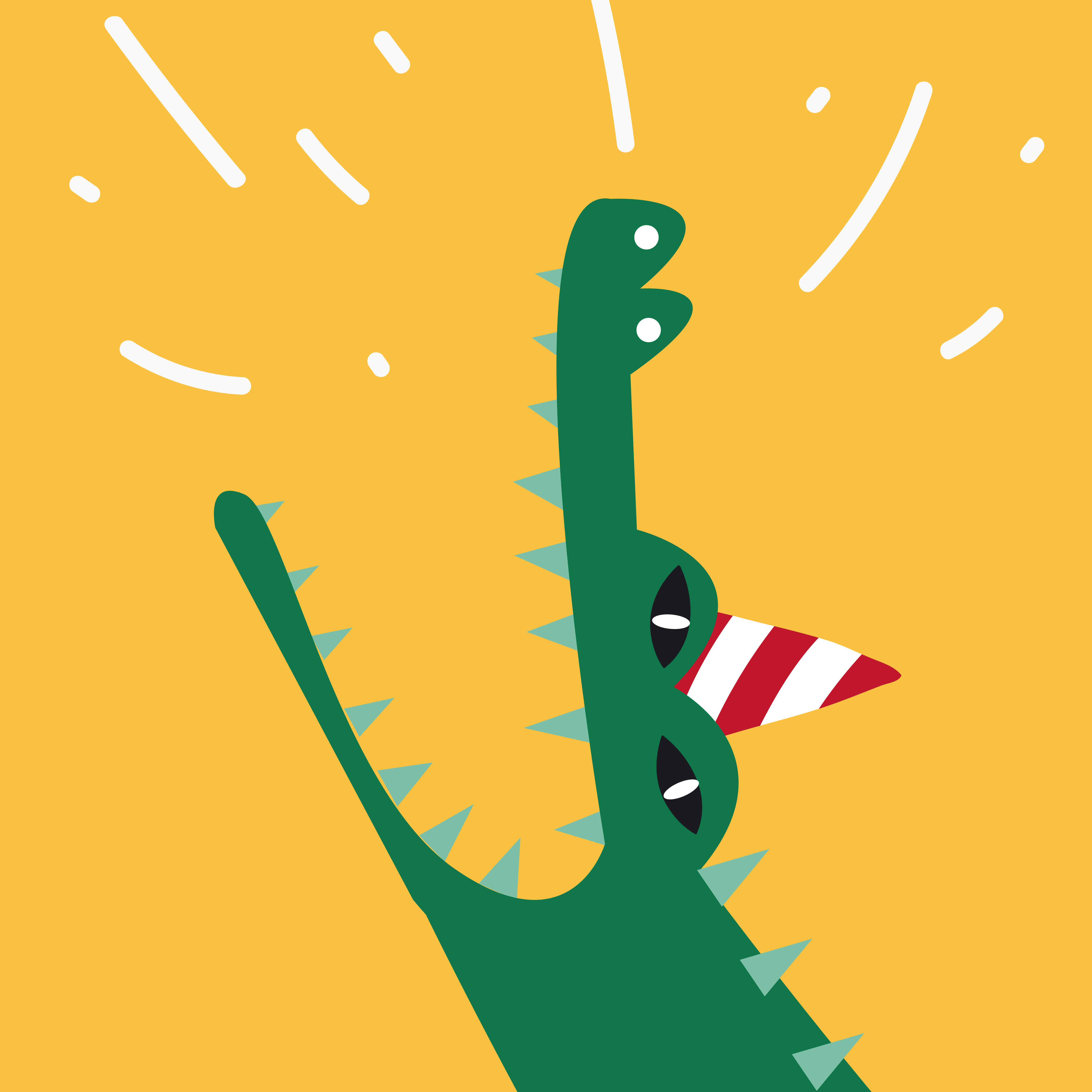 Aquatic cartoon crocodile wearing a party hat vector - Download Free