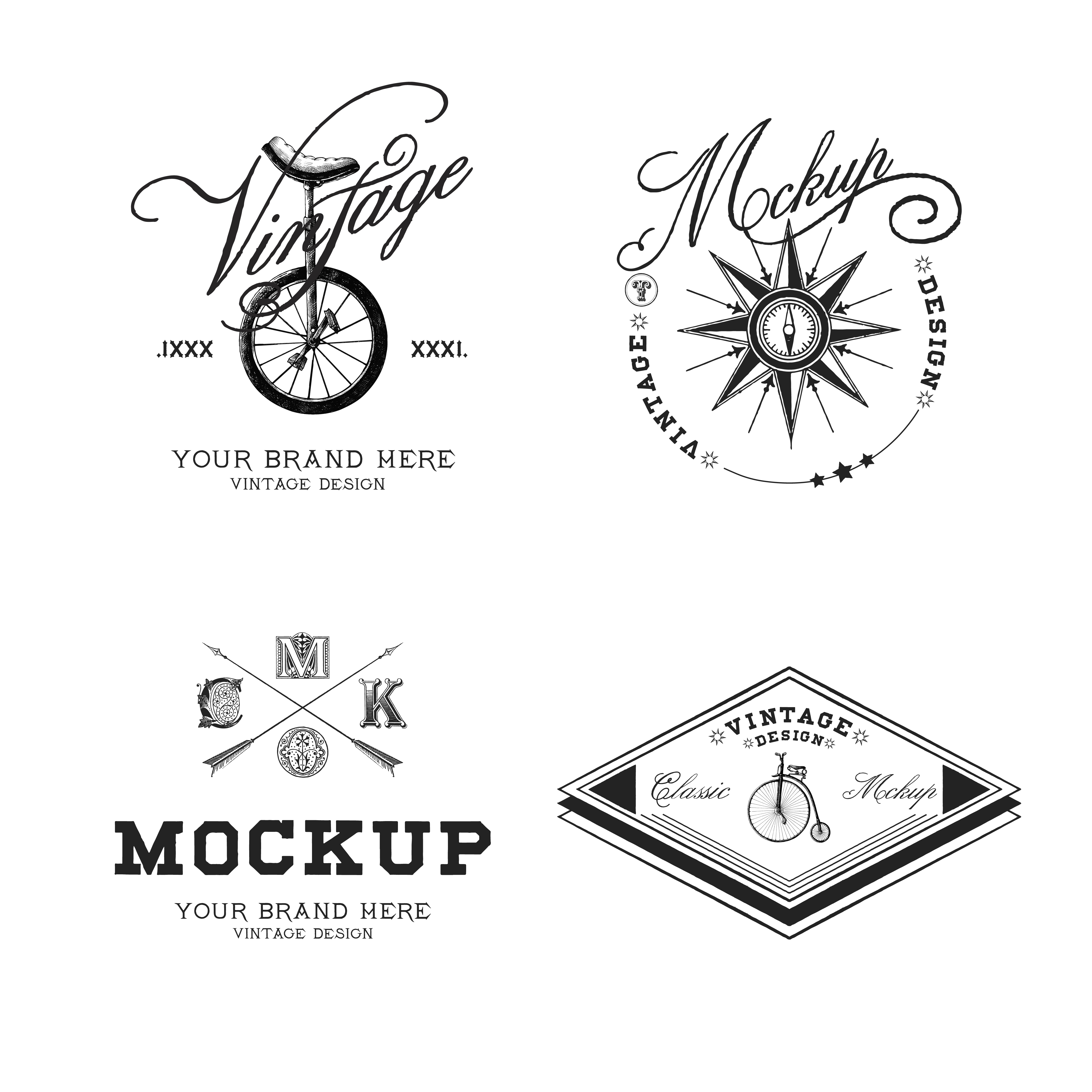 Download Set of vintage mockup logo design vector - Download Free Vectors, Clipart Graphics & Vector Art
