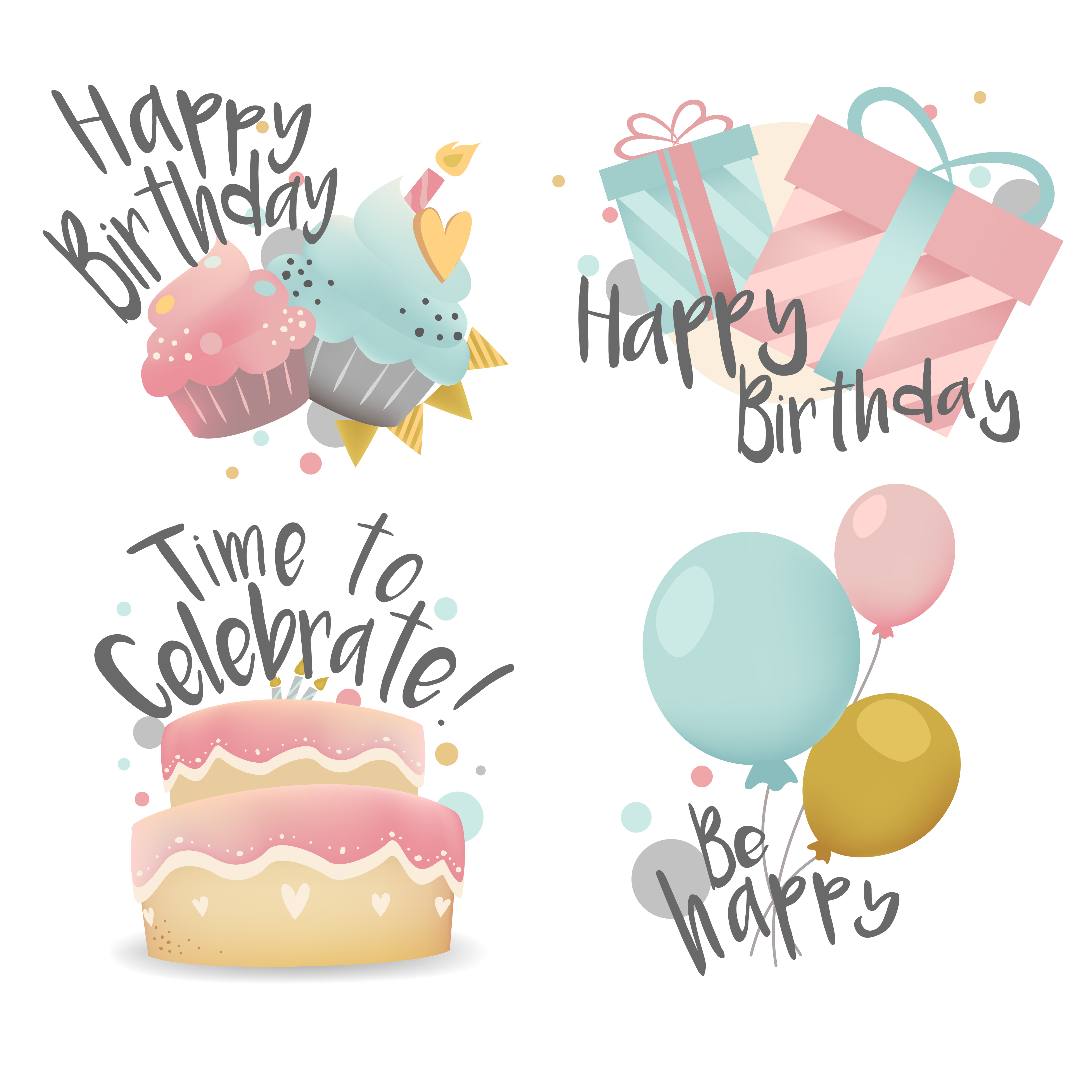 Download Set of birthday wishes design vector - Download Free ...