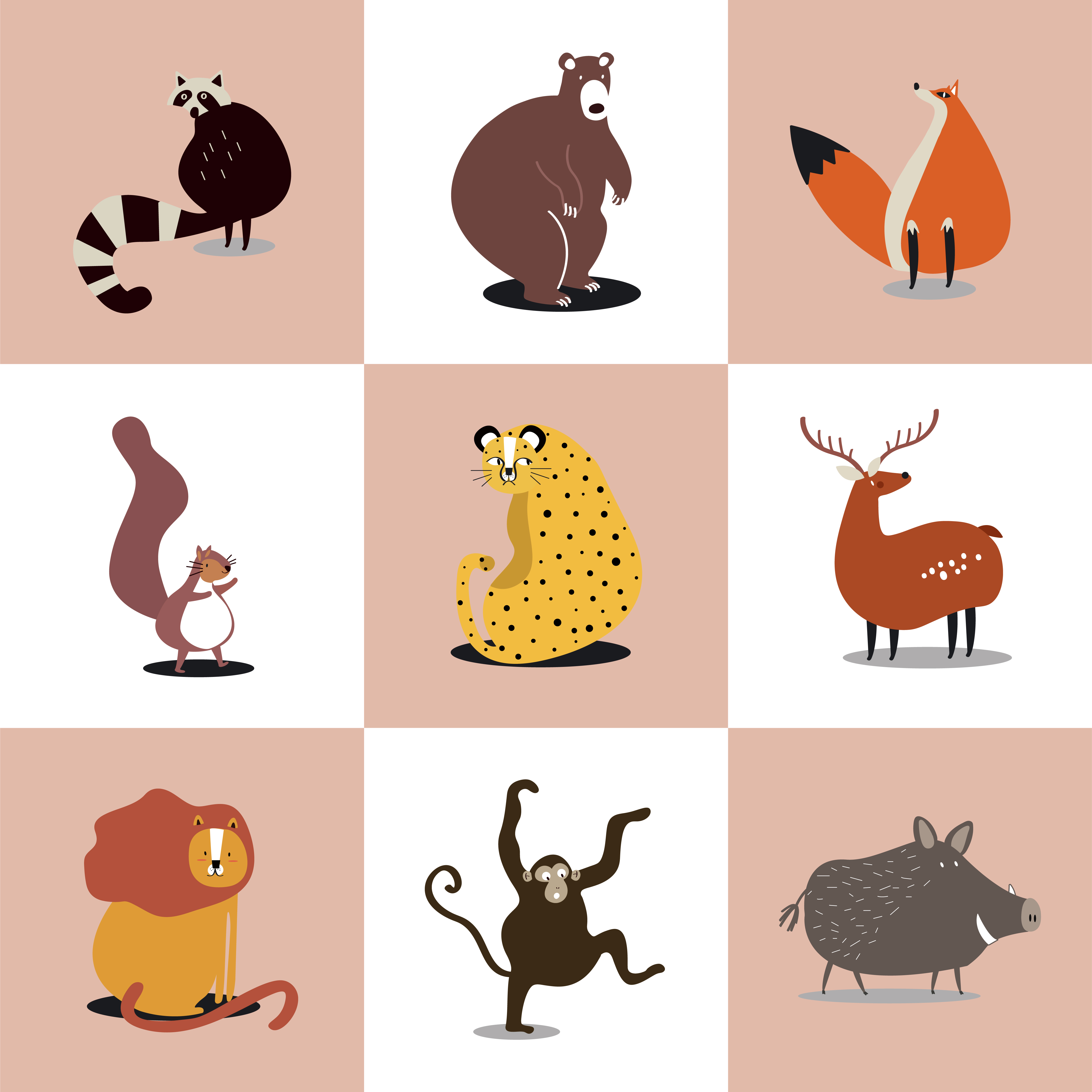 Collection Of Cute Wild Animals Illustrations Download Free Vectors