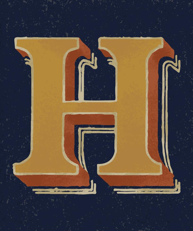 Capital letter H vintage typography style - Download Free Vectors