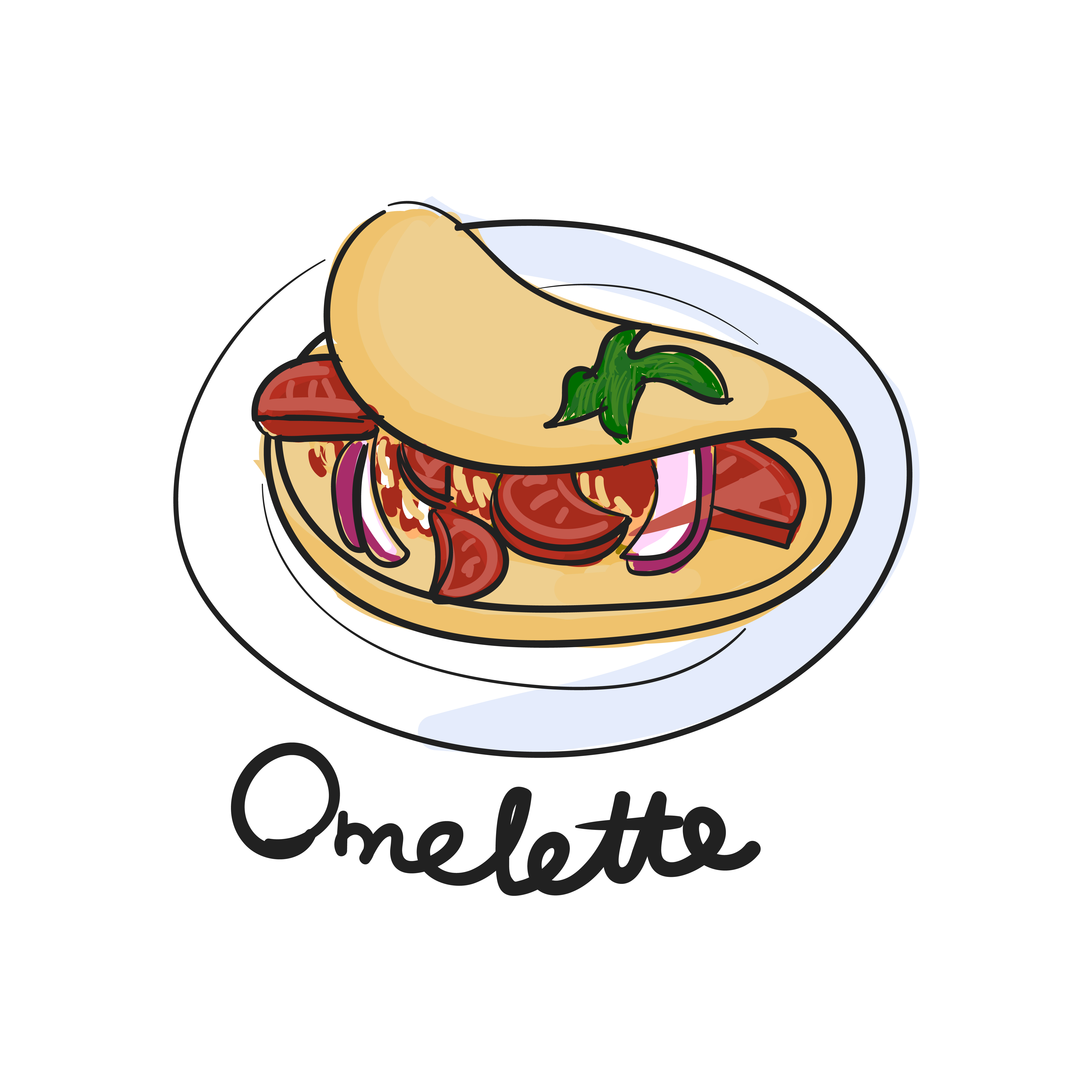 Illustration drawing style of omelette Download Free Vectors, Clipart