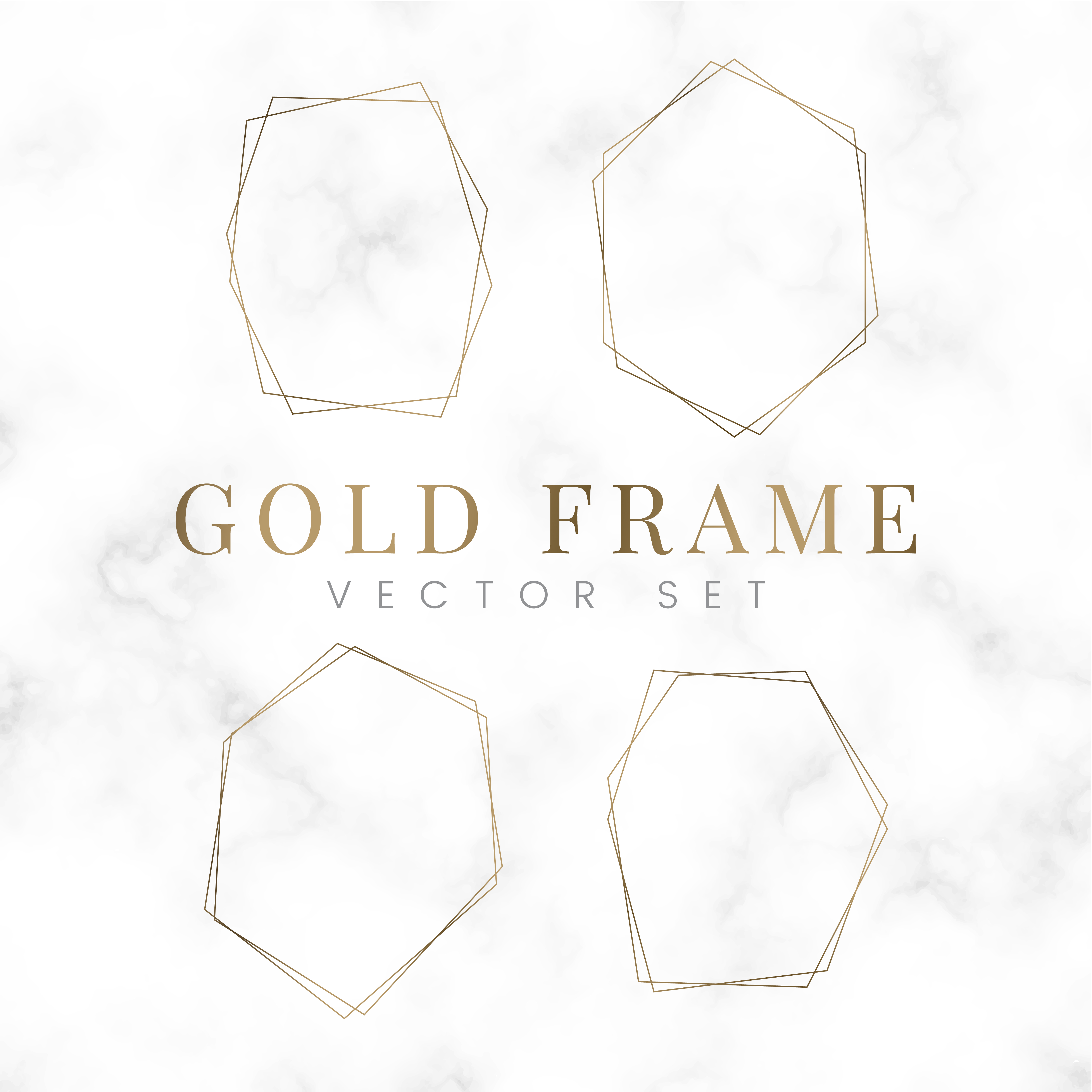 Golden blank hexagon frame vector set - Download Free Vectors, Clipart