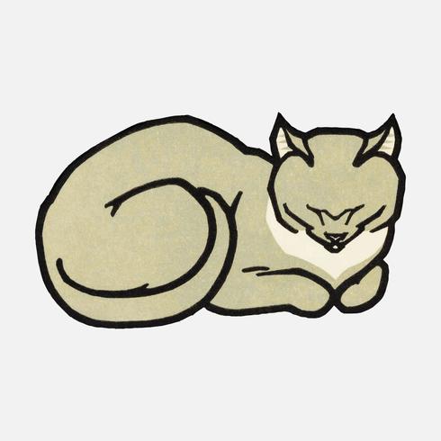 Sleeping Cat 1918 by Julie de Graag 1877-1924. Original from the Rijks Museum. Digitally enhanced by rawpixel. vector