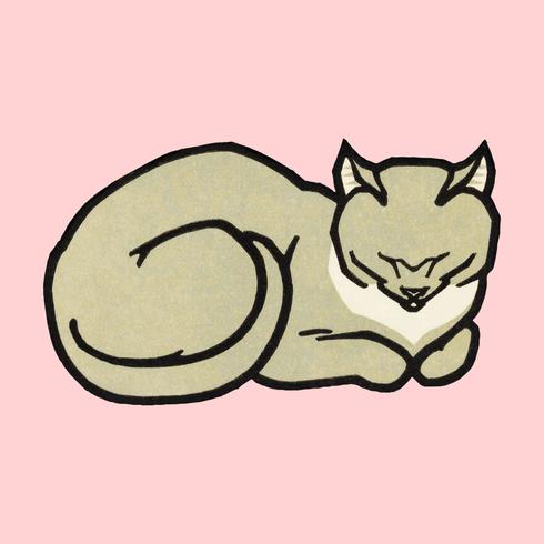 Sleeping Cat (1918) de Julie de Graag (1877-1924). Original del Museo Rijks. Mejorado digitalmente por rawpixel. vector