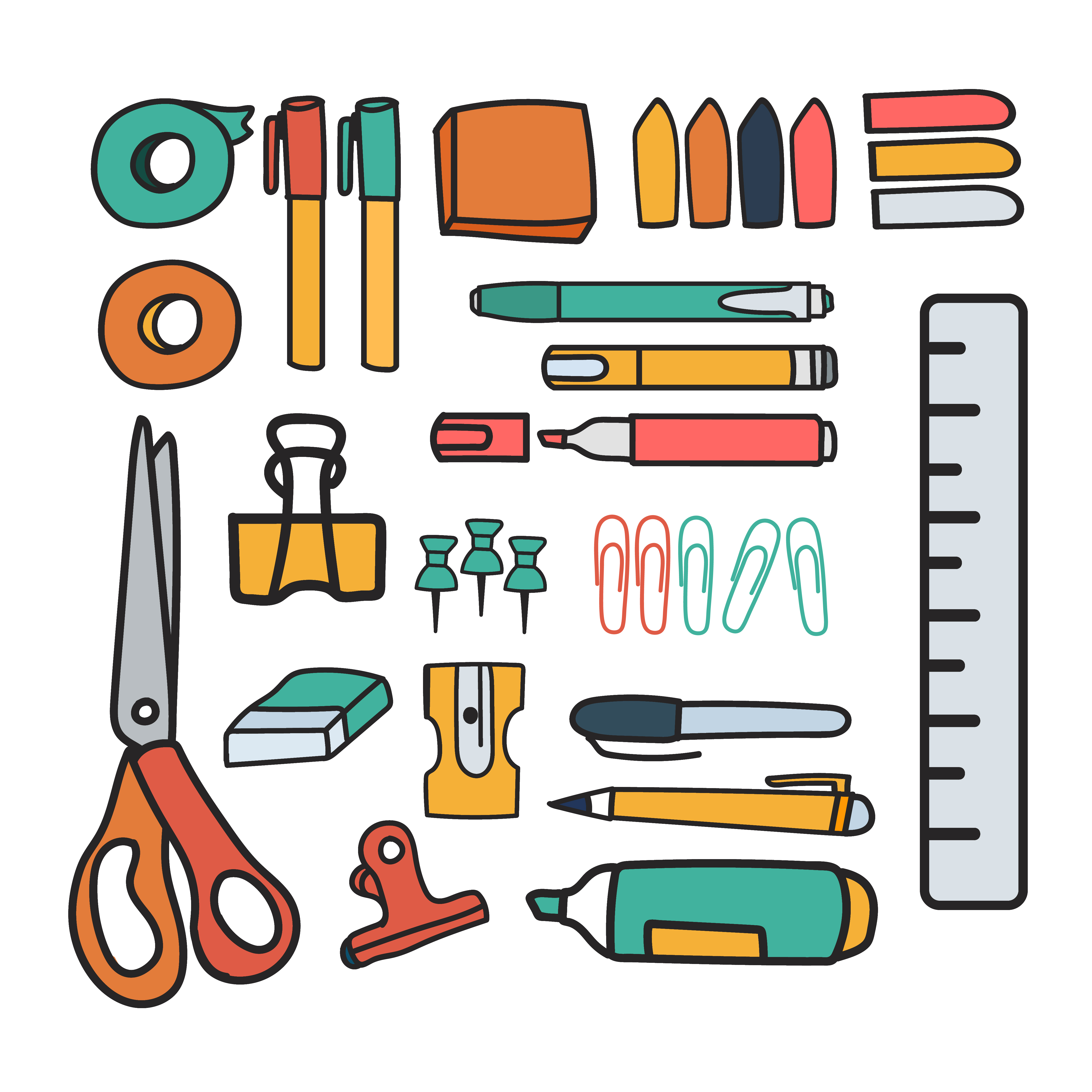 Vector set of stationery doodle style Download Free Vectors, Clipart