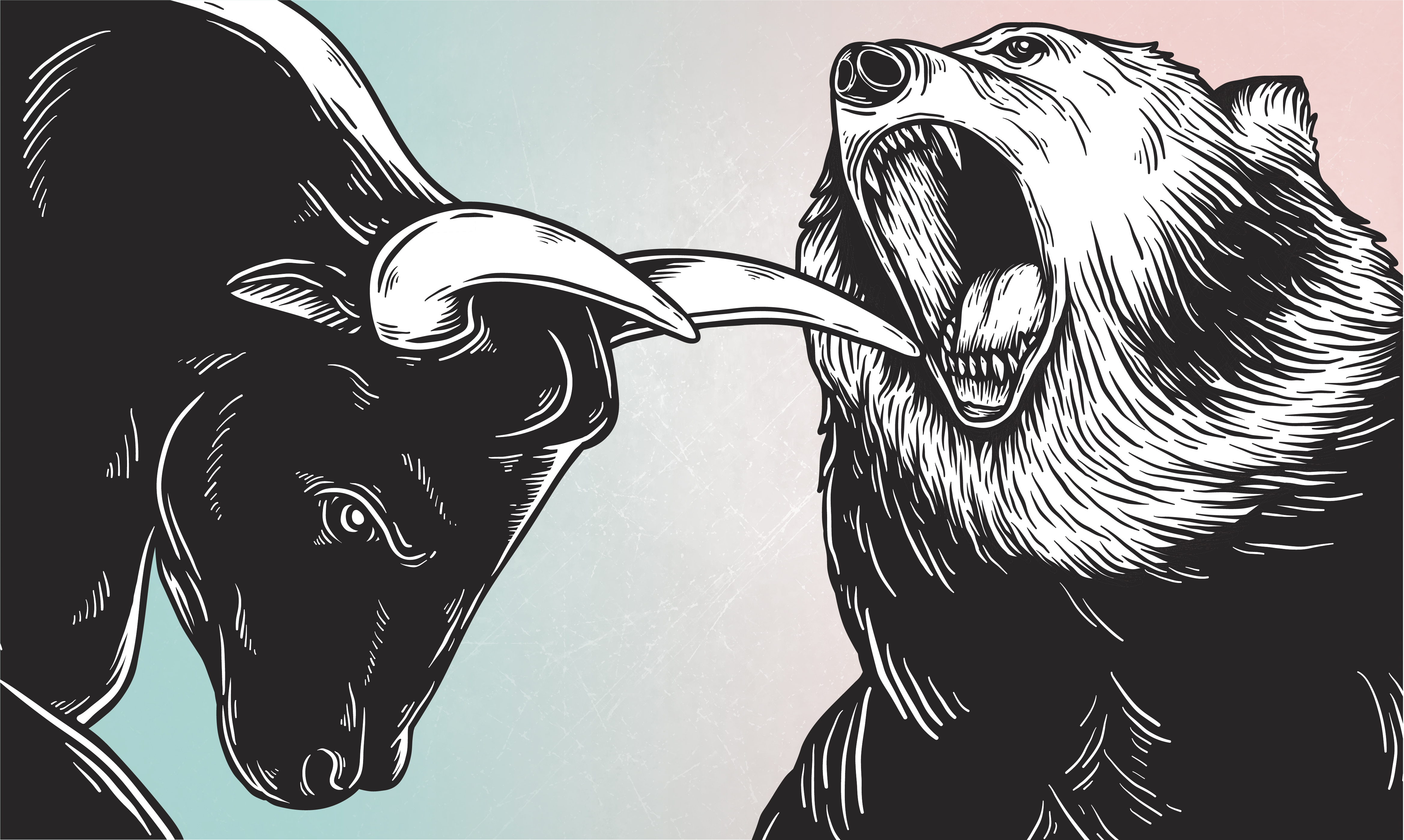 A bull and a bear fighting comic style vector - Download Free Vectors