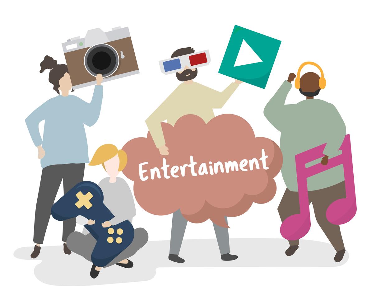 People holding entertainment concept icon illustration Download Free