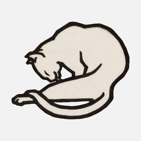 A waxing cat 1918 by Julie de Graag 1877-1924. Original from the Rijks Museum. Digitally enhanced by rawpixel. vector
