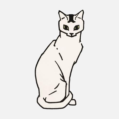 Sitting cat 1916 by Julie de Graag 1877-1924. Original from the Rijks Museum. Digitally enhanced by rawpixel. vector