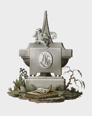 Gravestone with mourning angel 1799 by Jean Bernard 1775-1883. Original from the Rijks Museum. Digitally enhanced by rawpixel. vector