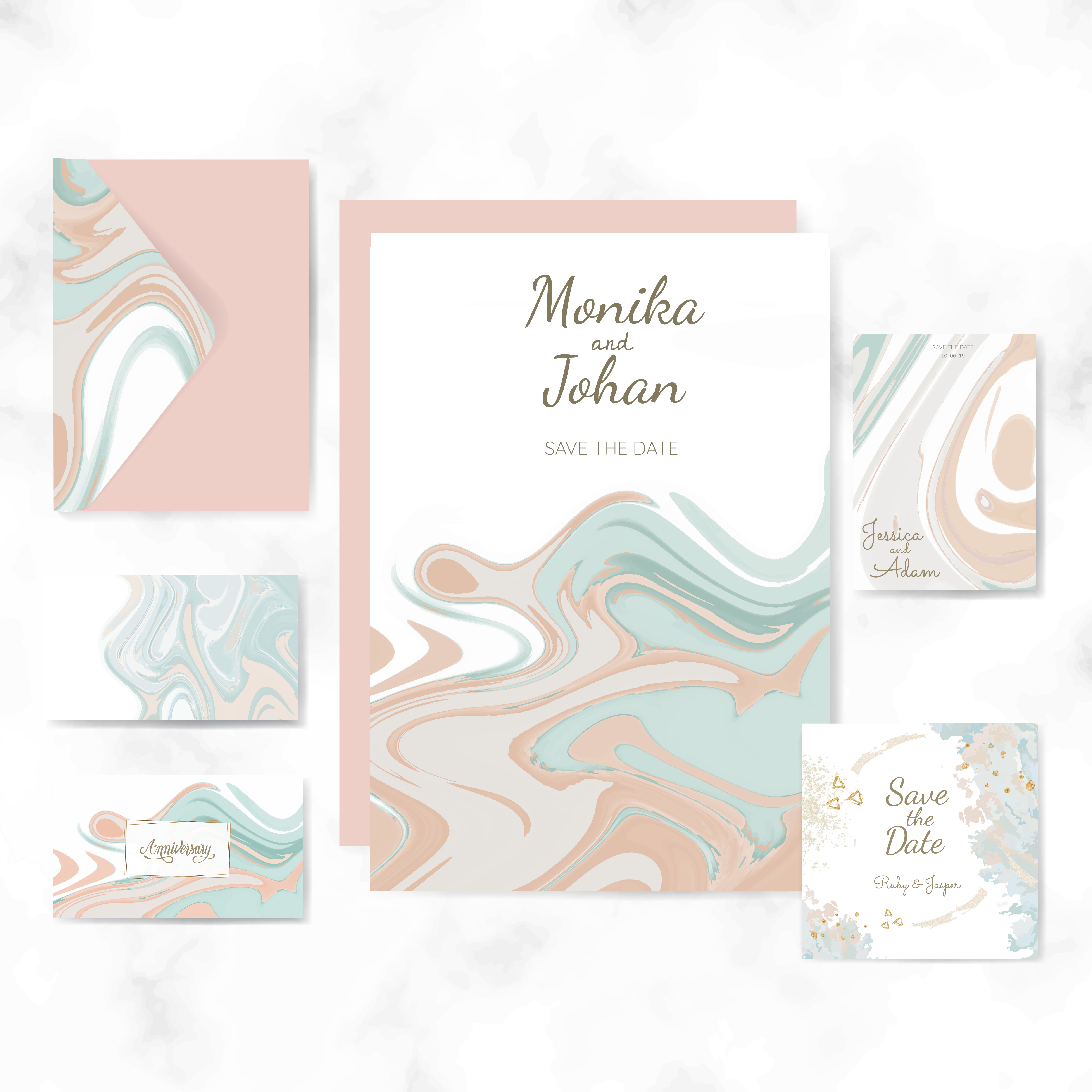 Wedding invitation set layout vector Download Free Vectors, Clipart
