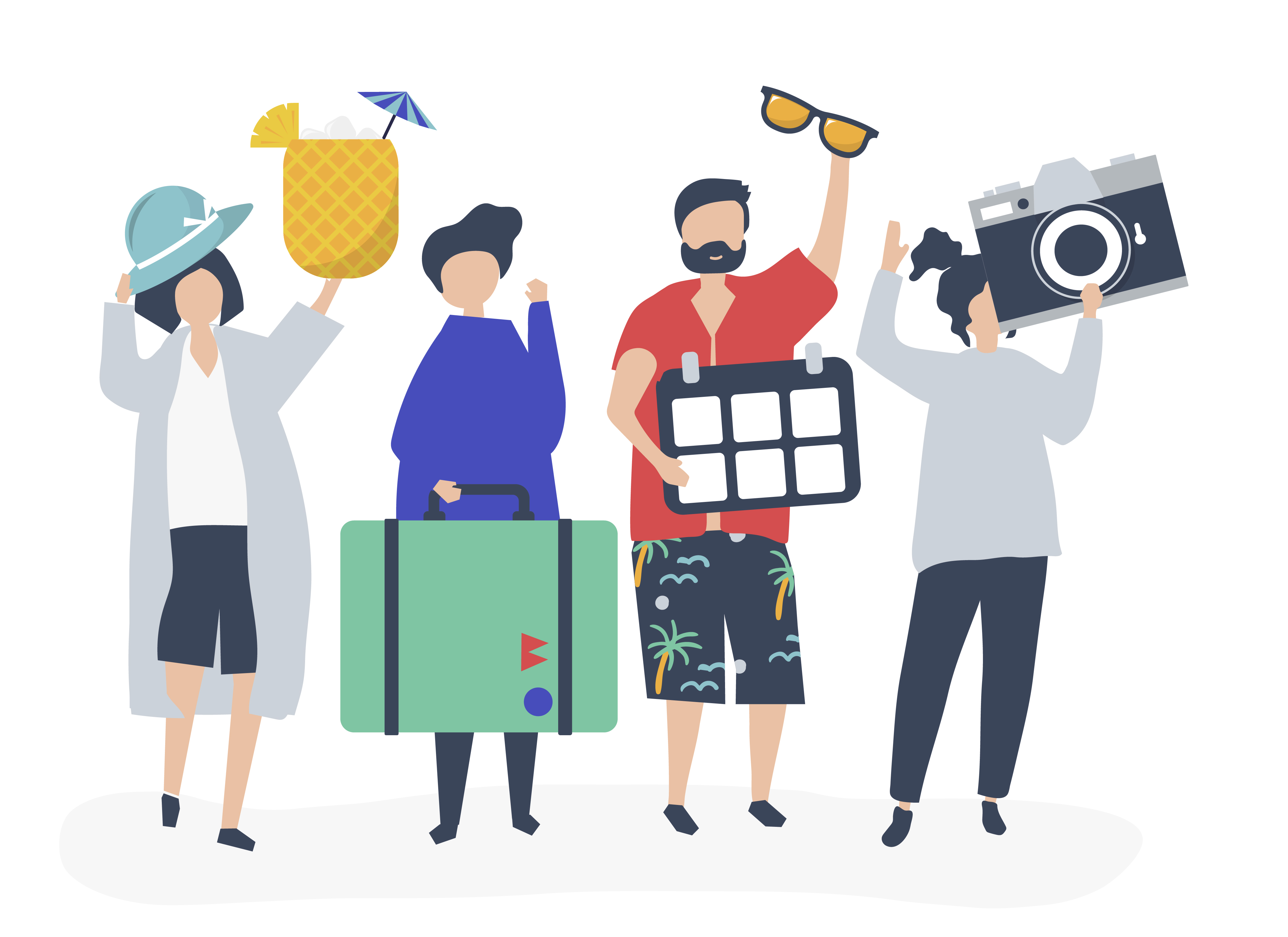 Tourists going on a tropical holiday Download Free Vectors, Clipart