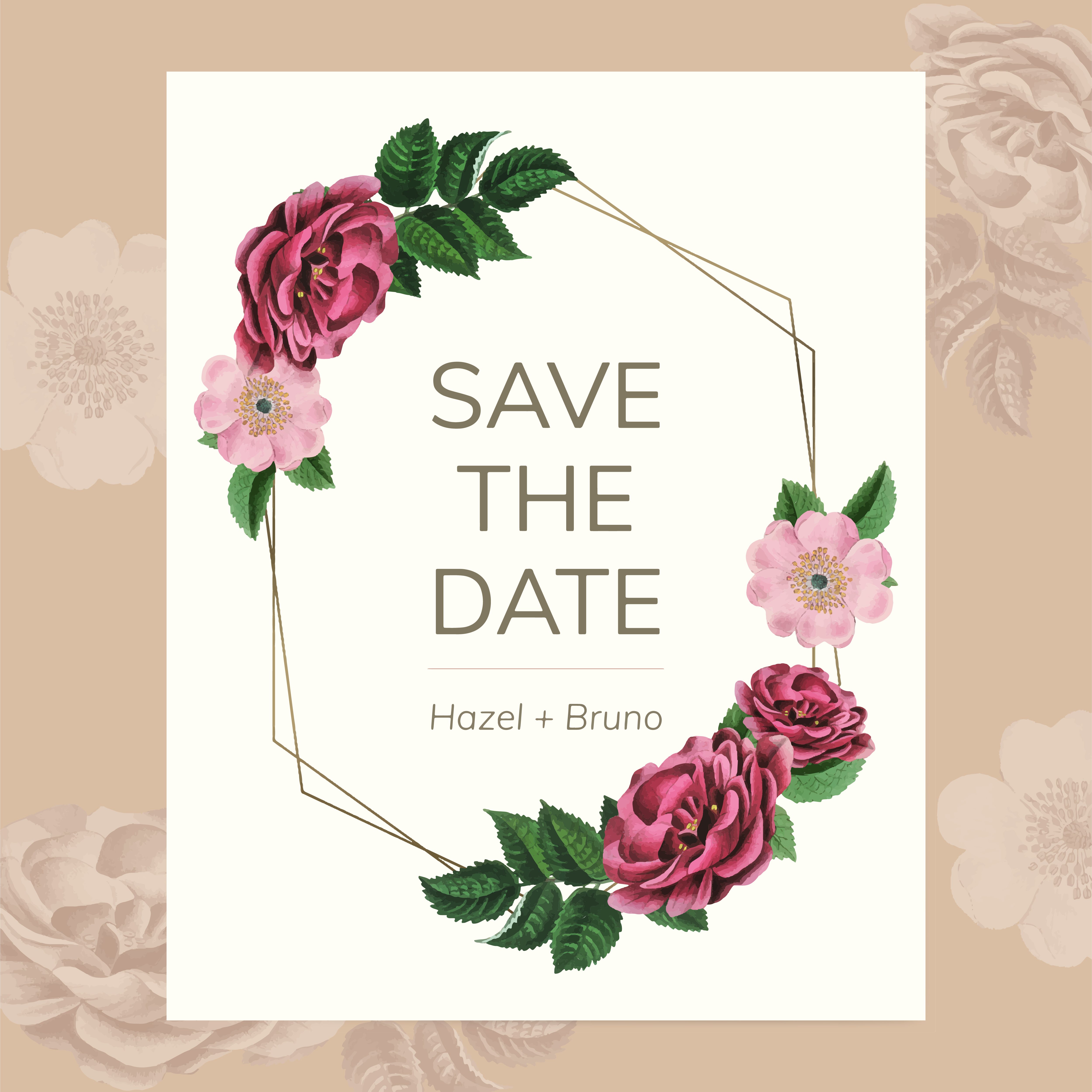 Save The Date With Floral Frame Vector Download Free Vectors Clipart 