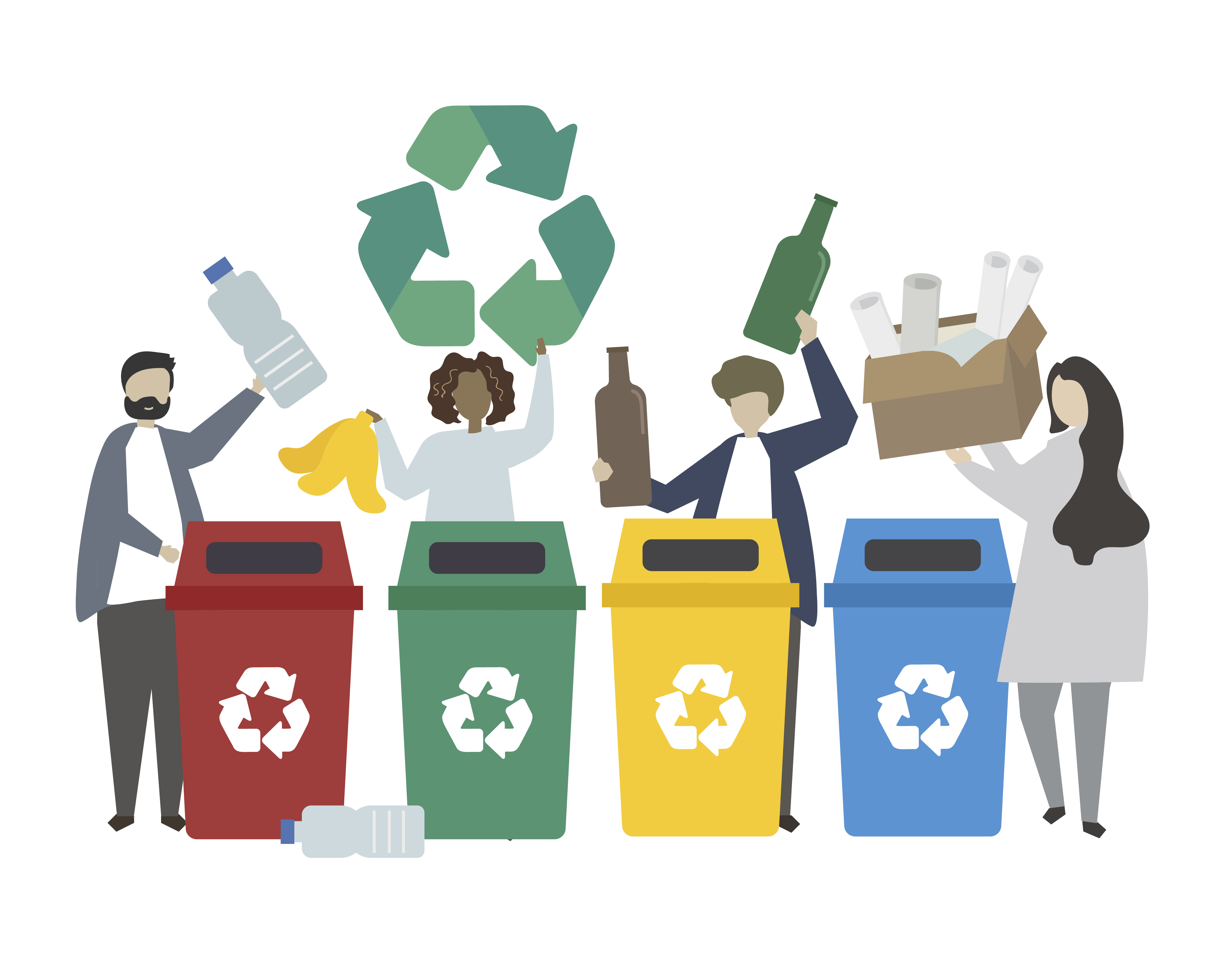 Green people recycling waste illustration - Download Free Vectors